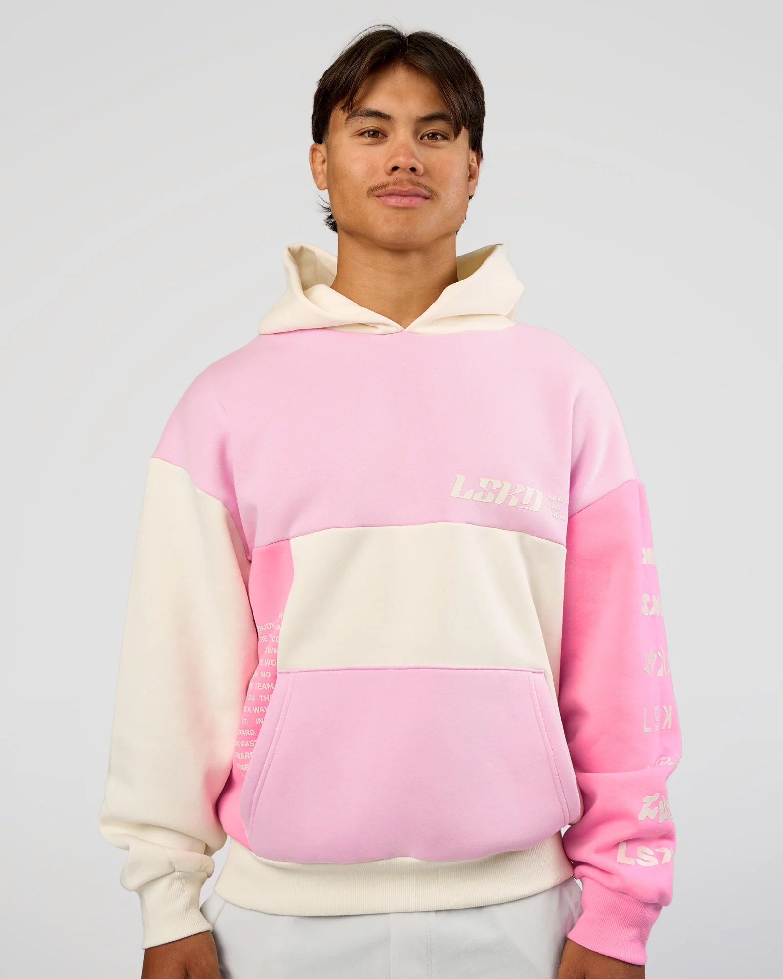 Deconstructed Fleece Hoodie - Off White-Marshmallow-Pink - Image 2