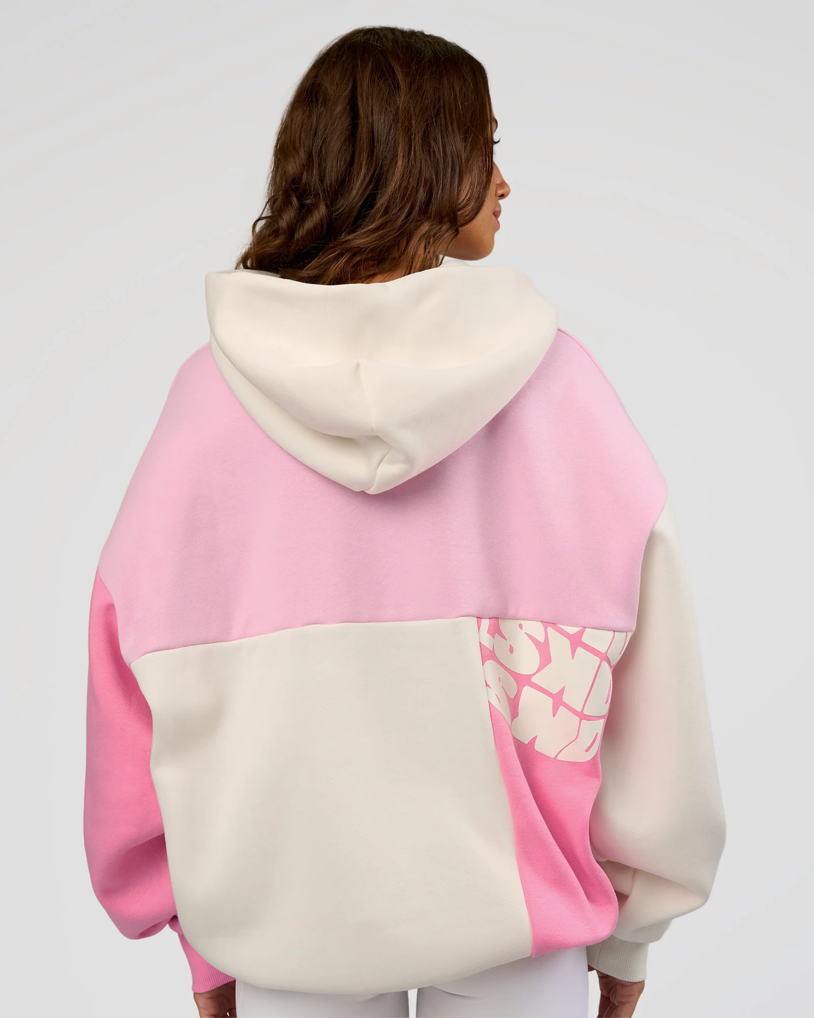 Deconstructed Fleece Hoodie - Off White-Marshmallow-Pink - Image 7