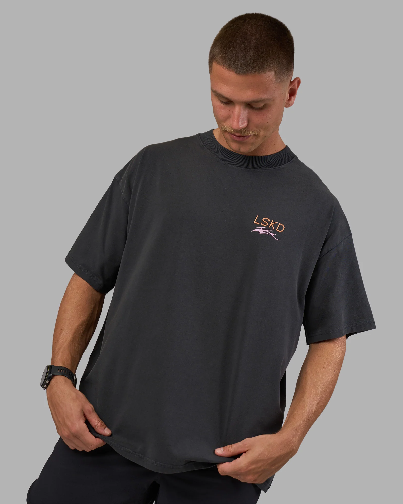 Digital World Heavyweight FLXCotton Oversized Tee - Washed Black - Image 3