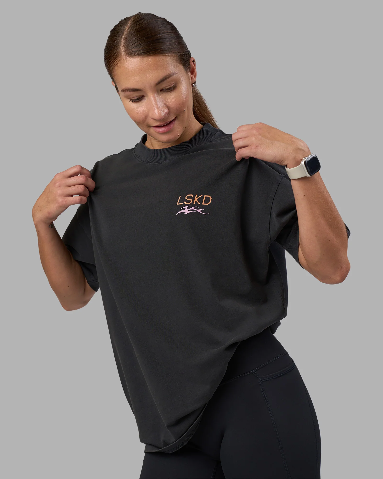 Digital World Heavyweight FLXCotton Oversized Tee - Washed Black - Image 4
