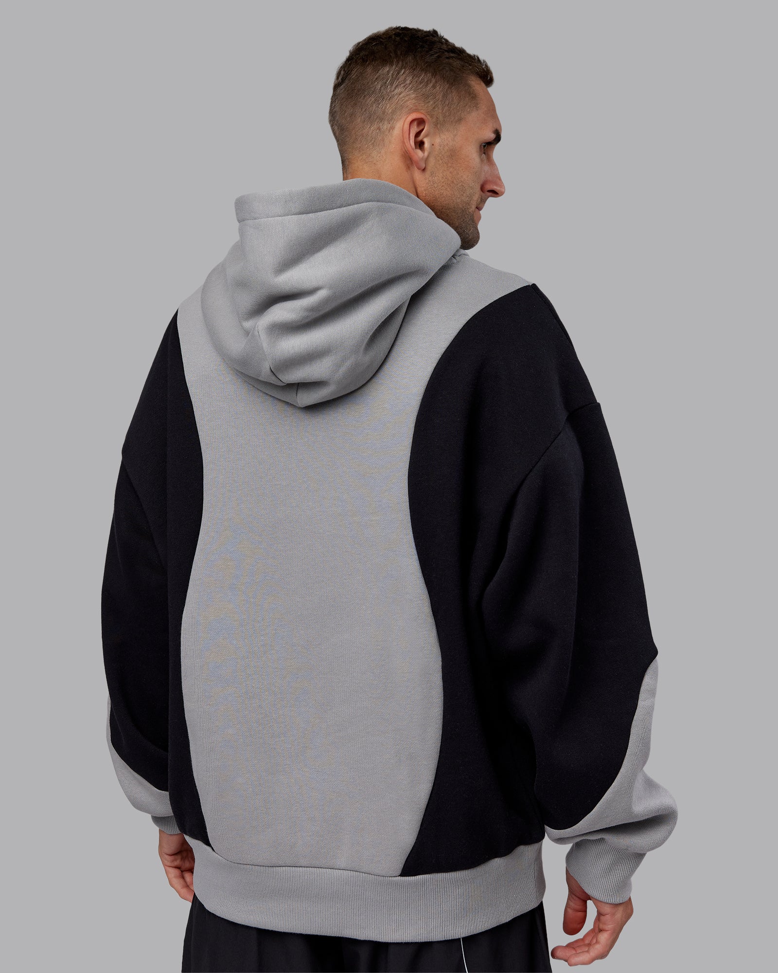 Downtown Oversized Panel Hoodie - Circular Grey - Black - Image 4