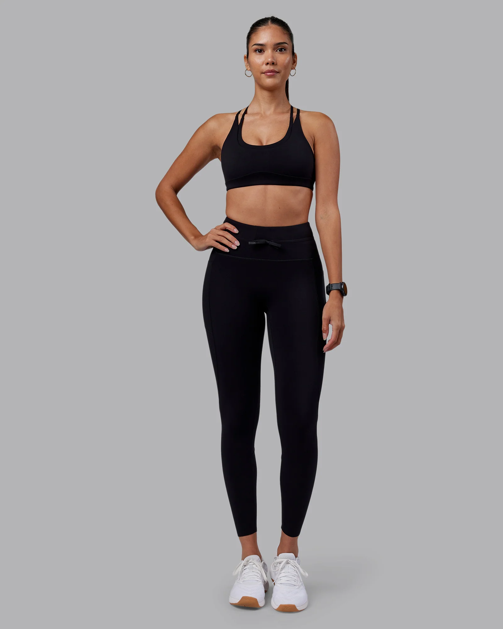 Effortless Drawstring Ultra High-Rise Full Length Legging Pockets - Black - Image 4