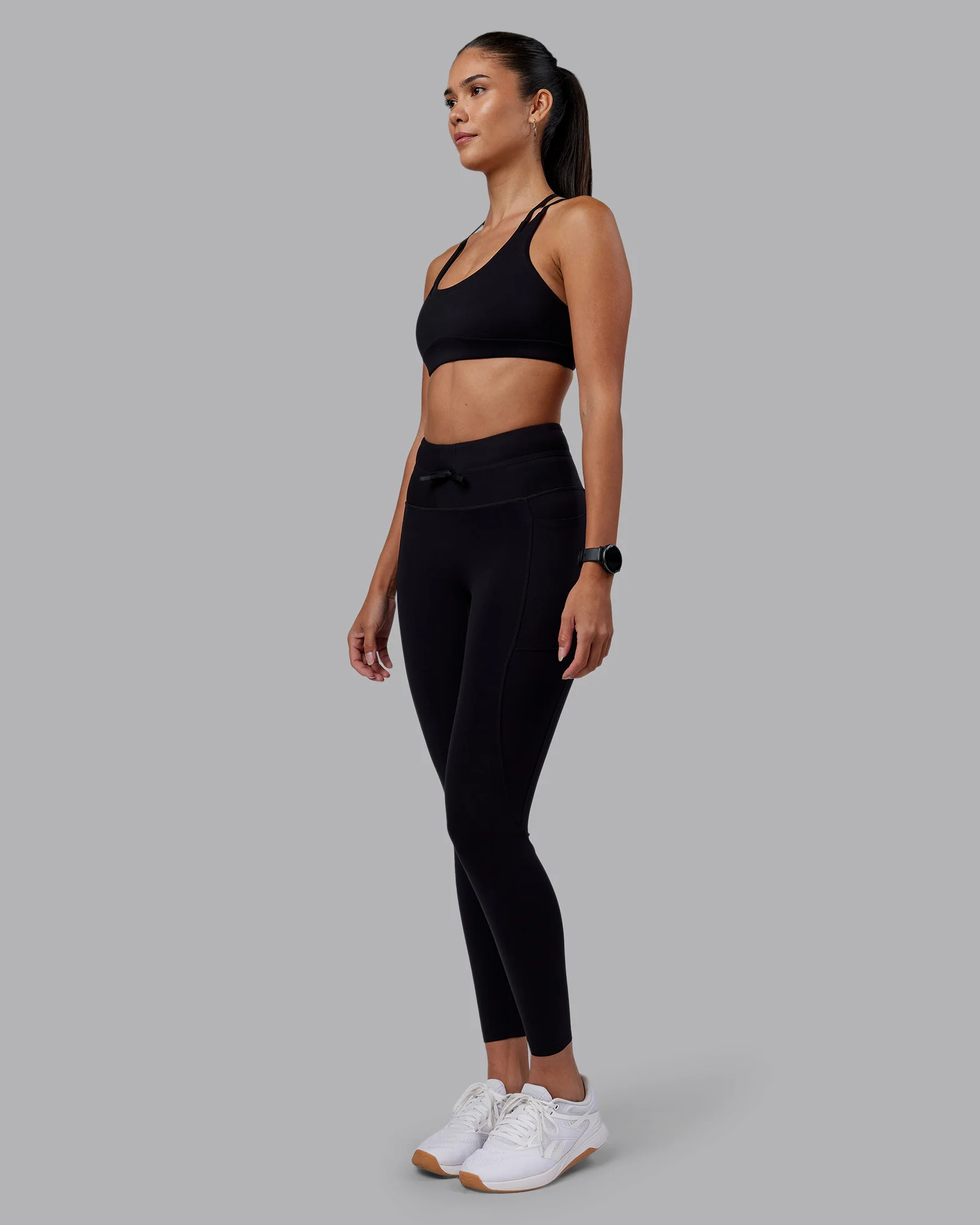 Effortless Drawstring Ultra High-Rise Full Length Legging Pockets - Black - Image 6