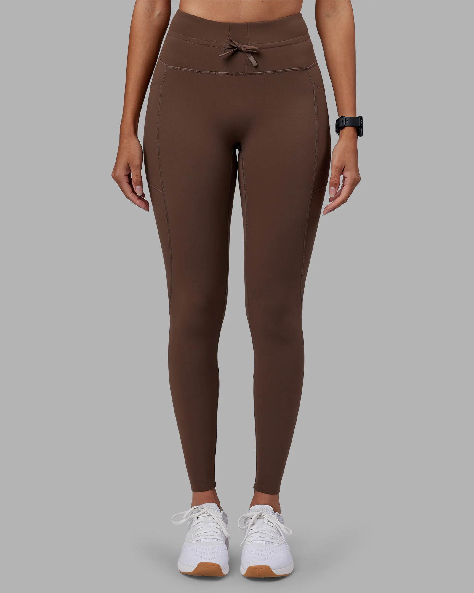 Effortless Drawstring Ultra High-Rise Full Length Legging Pockets - Chocolate Martini - Image 2