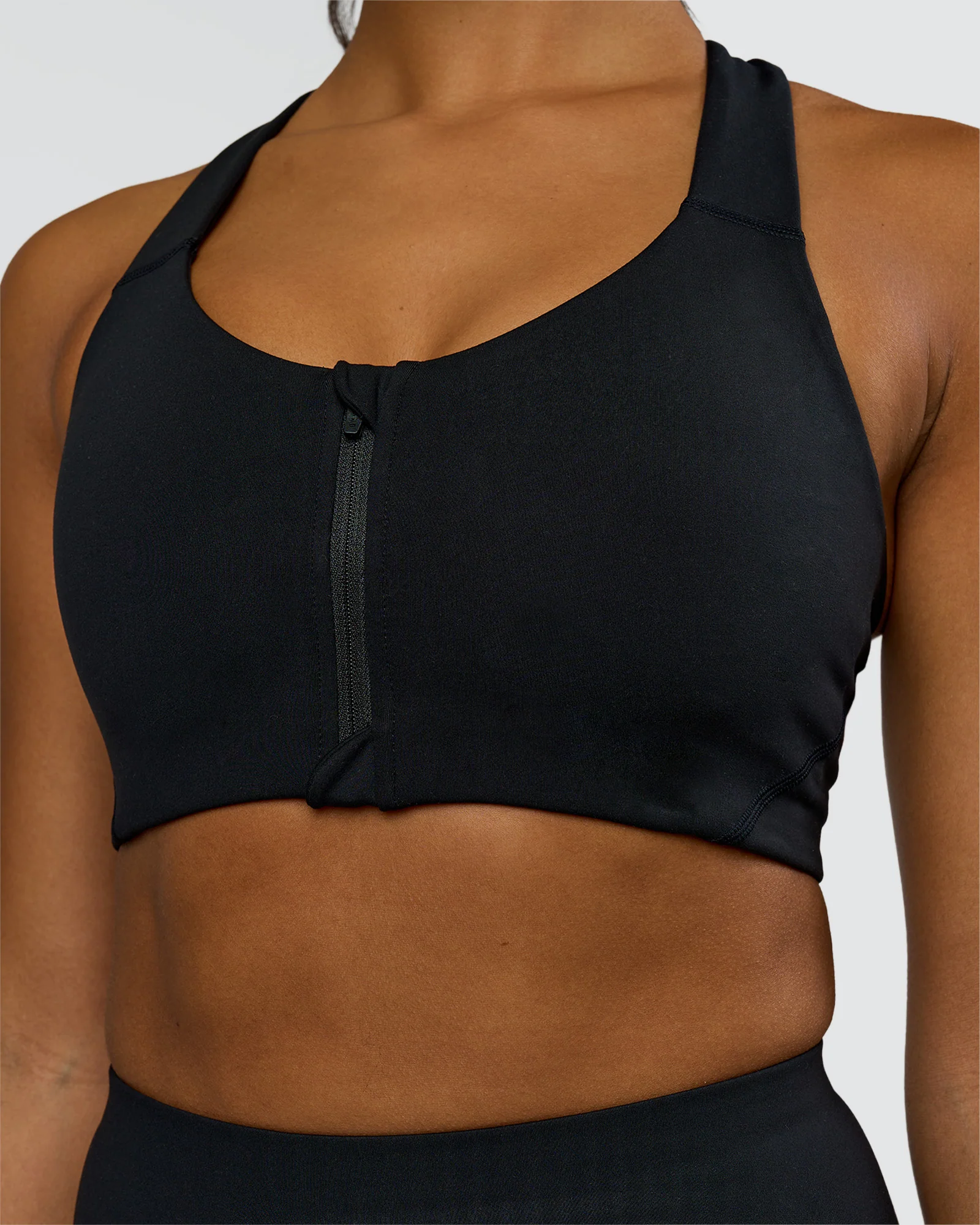 Elarra Zip Front Sports Bra - Black - Image 6