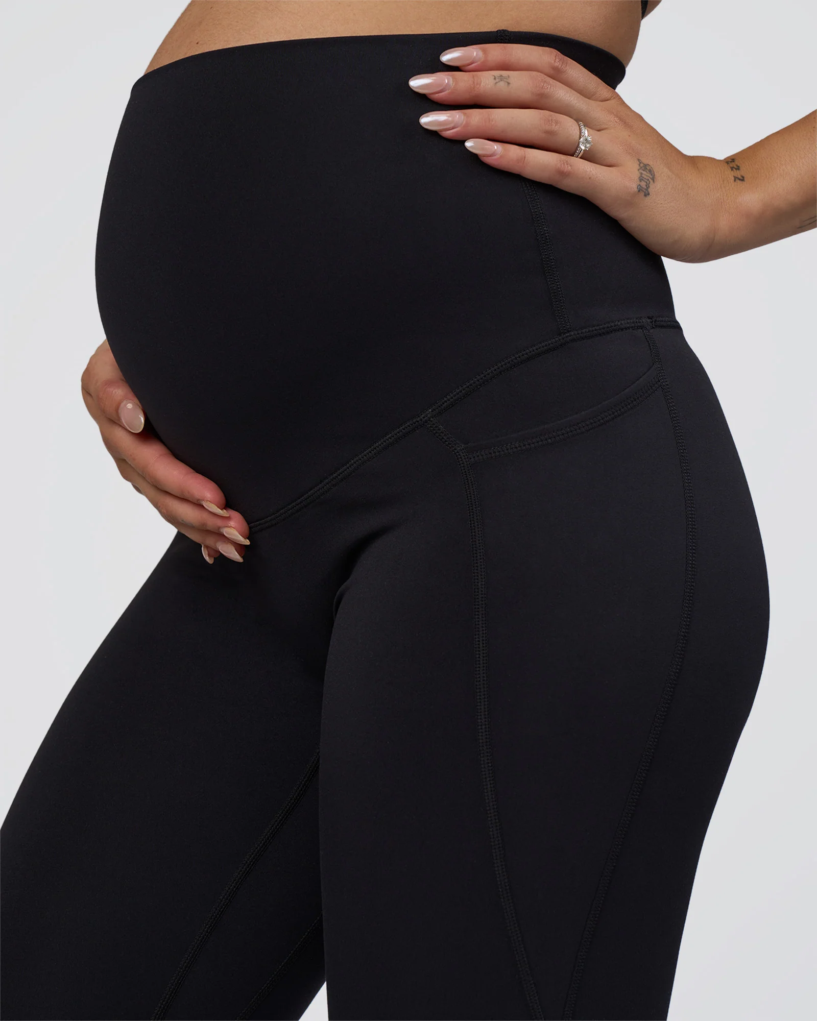 Elixir Ultra High-Rise Maternity Full Length Legging Pockets - Black - Image 3