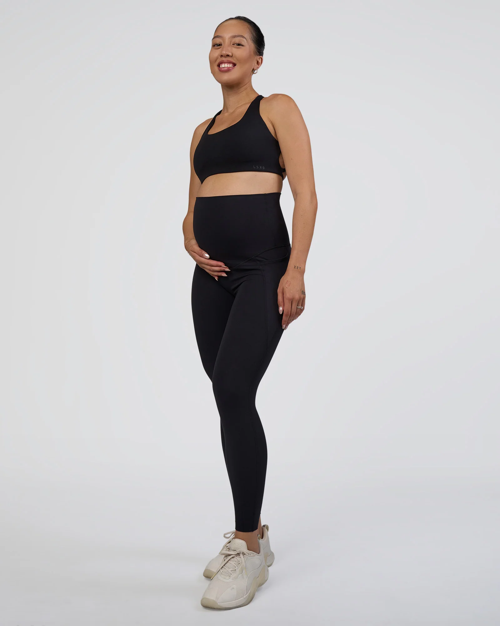 Elixir Ultra High-Rise Maternity Full Length Legging Pockets - Black - Image 5