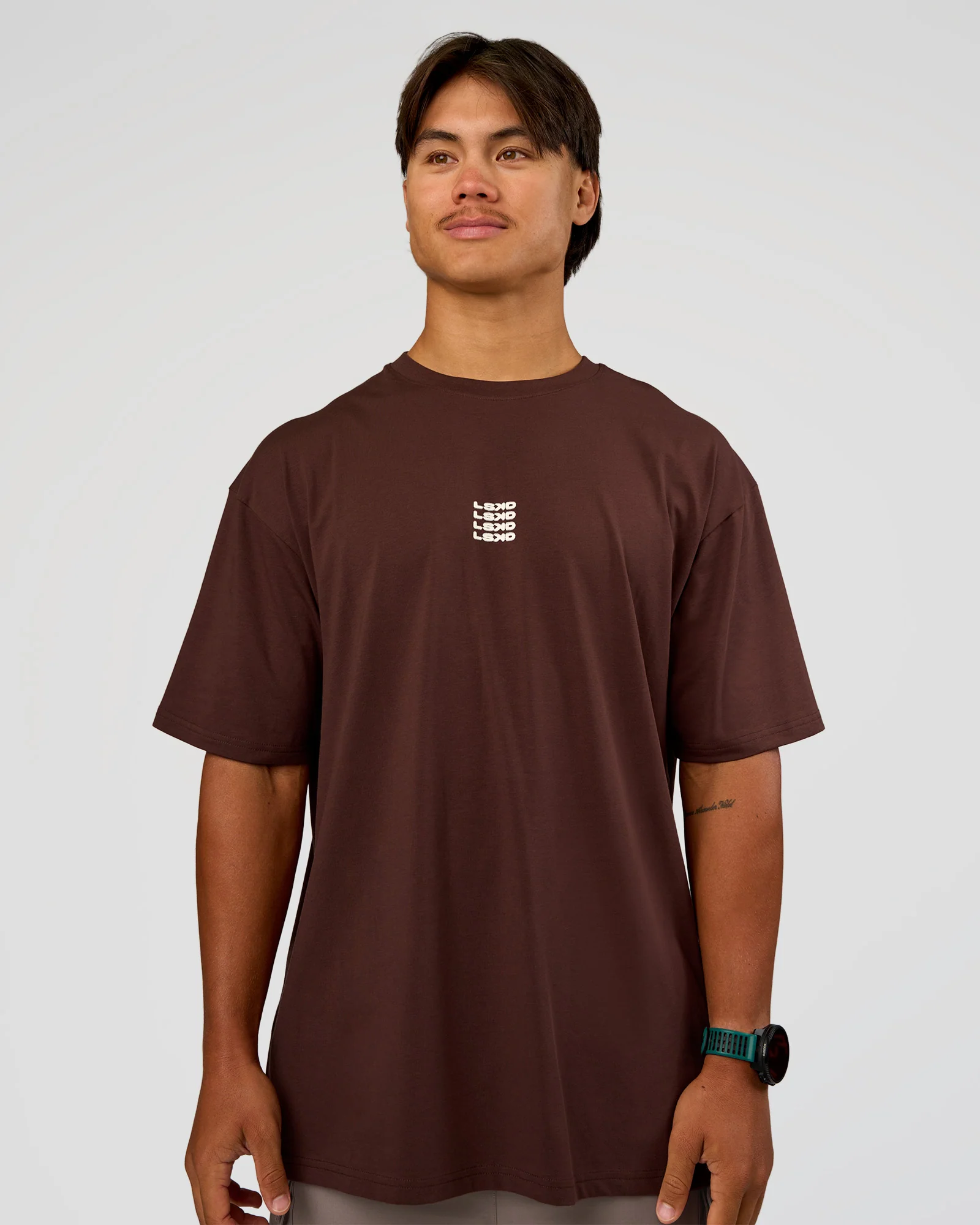 Everyday Elevation FLXCotton Oversized Tee - Hot Chocolate-Off White - Image 3