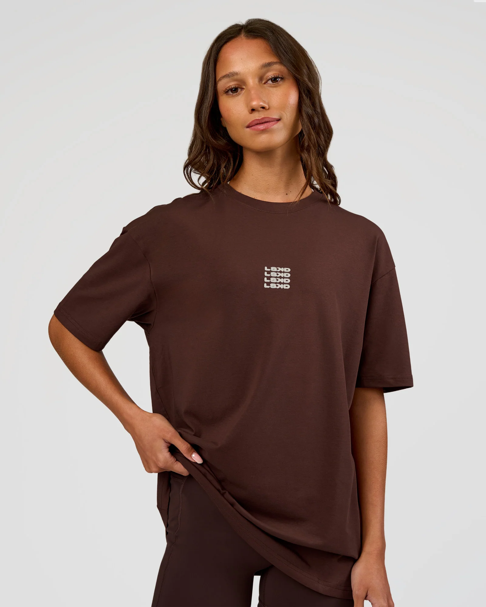 Everyday Elevation FLXCotton Oversized Tee - Hot Chocolate-Off White - Image 4