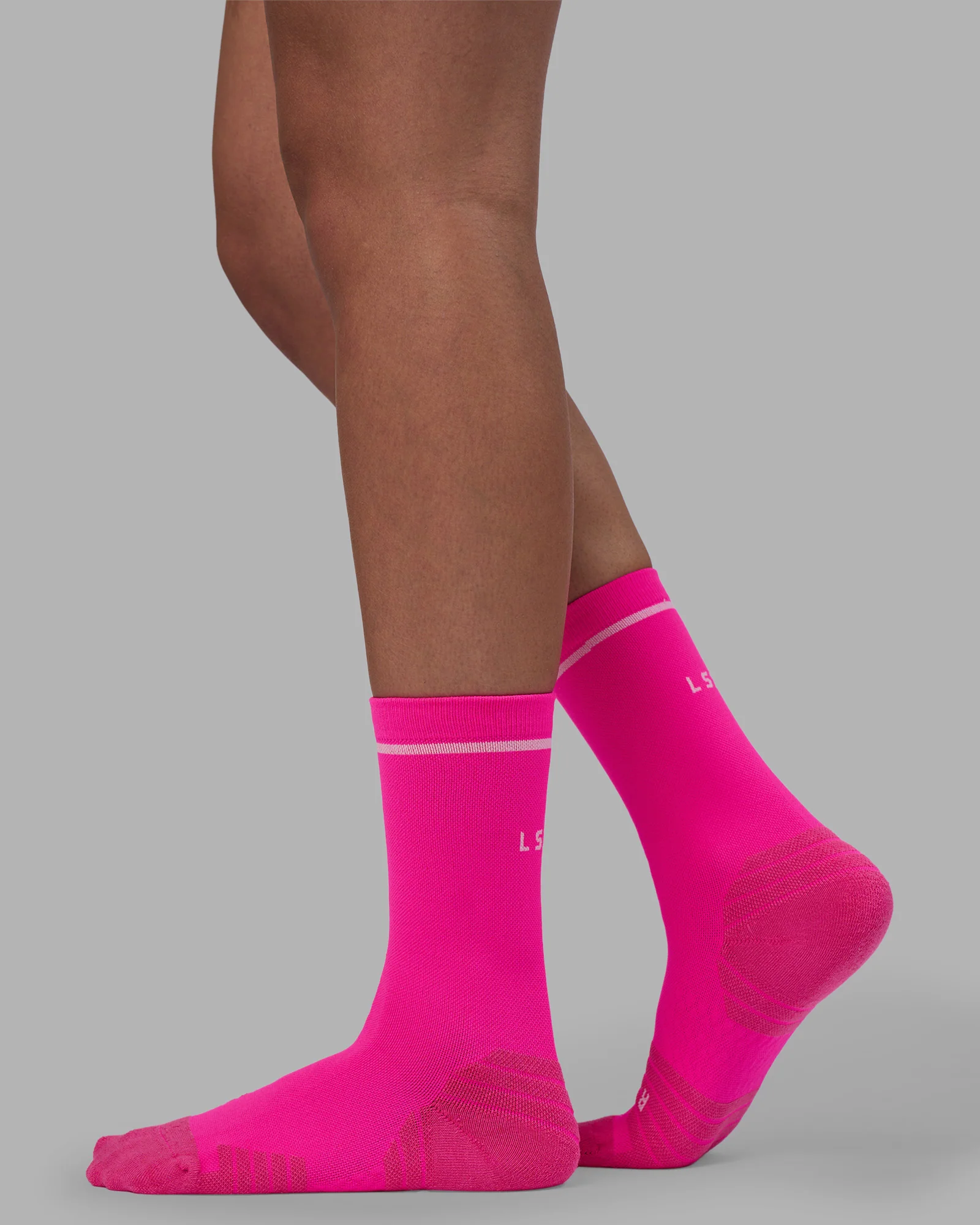 Fast Performance Crew Socks 2.0 - Neon Pink-White - Image 2