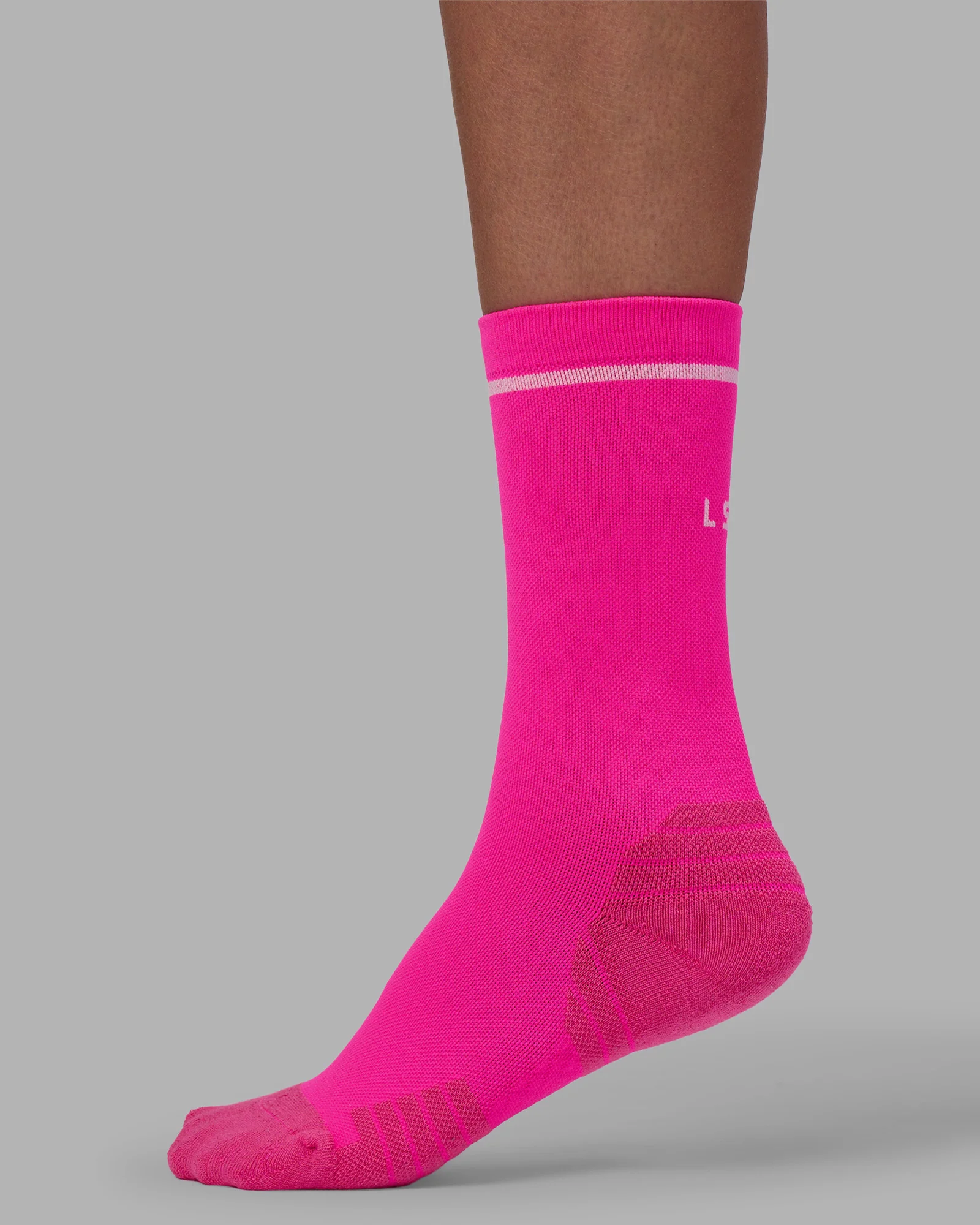 Fast Performance Crew Socks - Neon Pink-White - Image 5