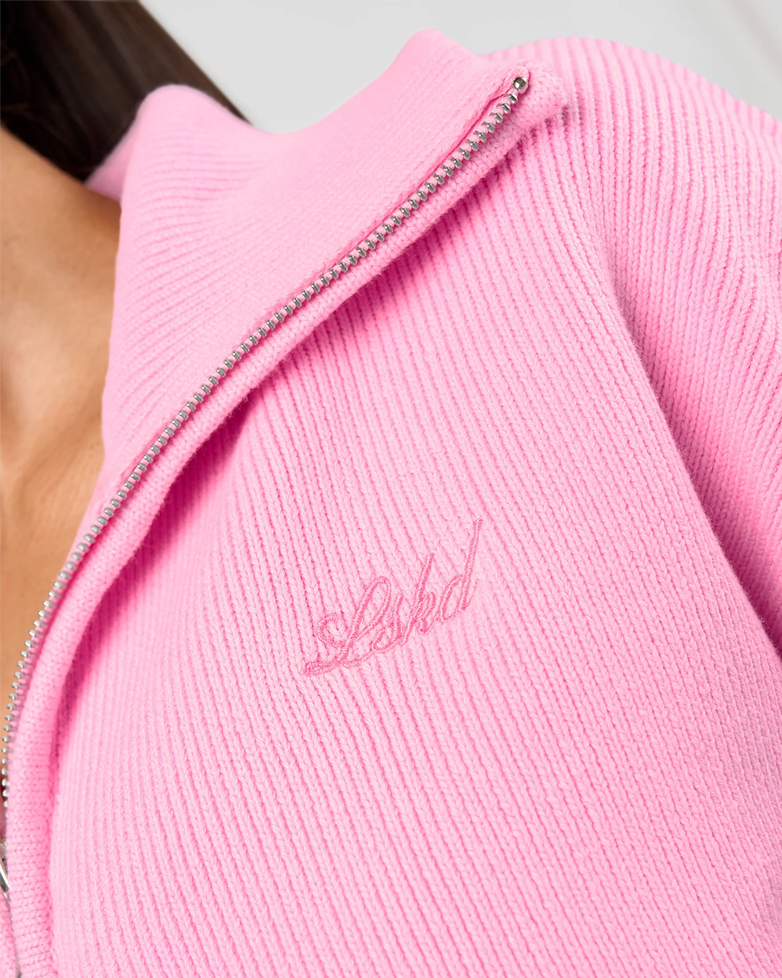Fierce Knitted Cardigan - Pink Rose-White - Image 9