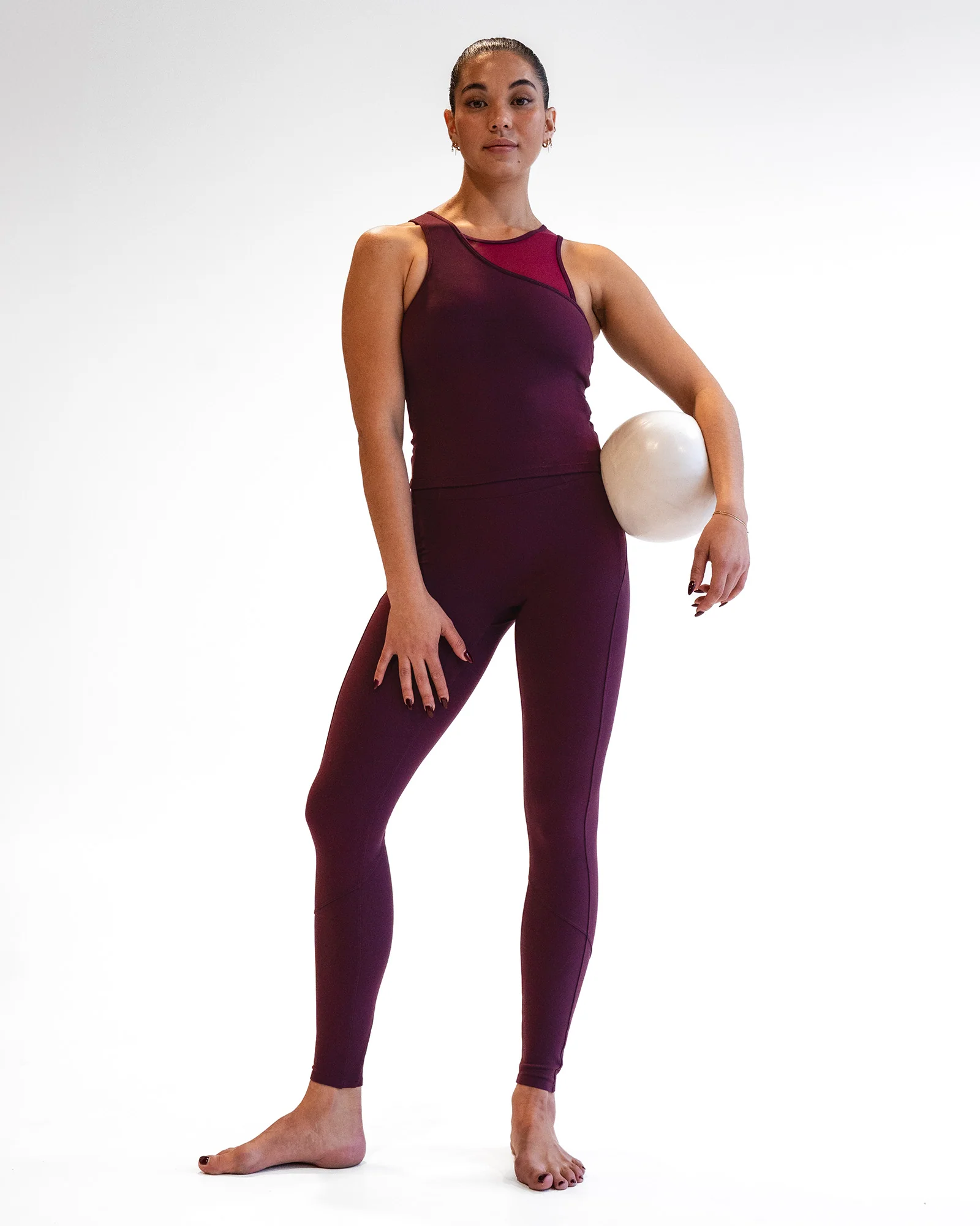 Motion Mesh Shelf Bra Tank - Cherry Lacquer/Plum Berry - Image 6