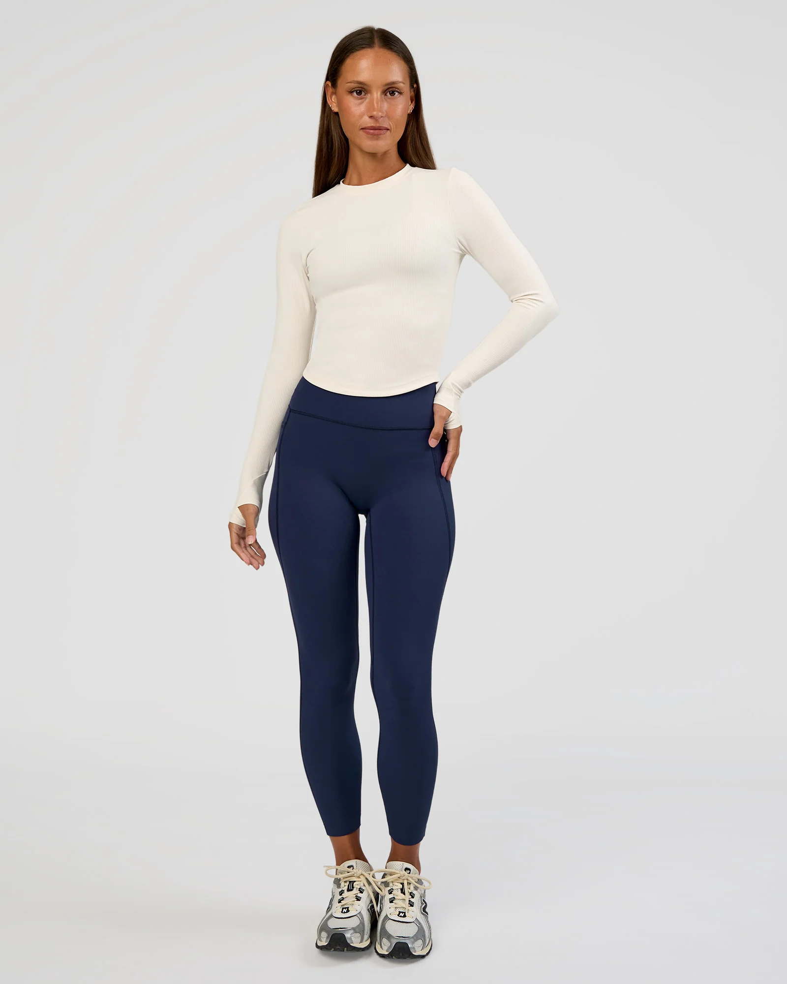 Flow Rib Long Sleeve Tee - Off White - Image 2