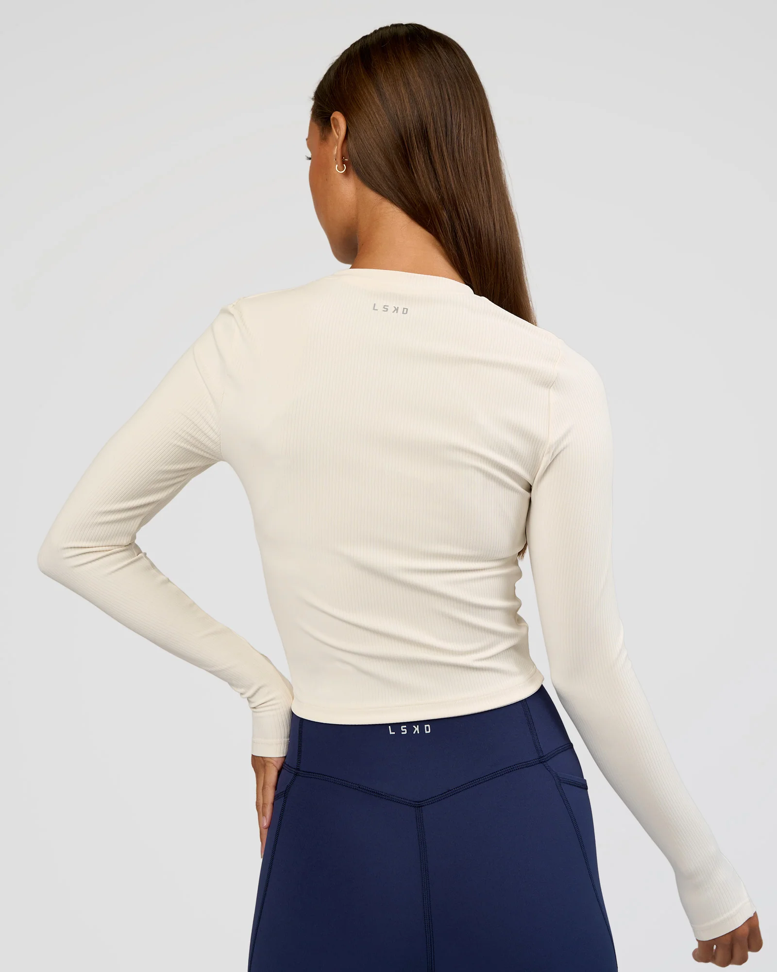 Flow Rib Long Sleeve Tee - Off White - Image 3