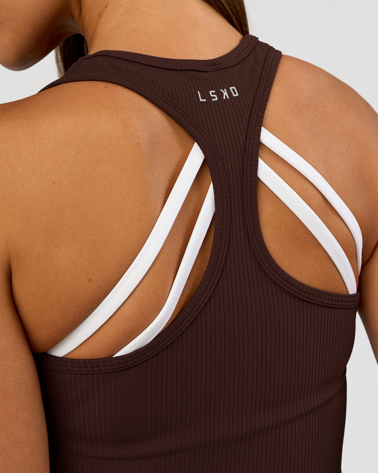 Flow Rib Scoop Neck Tank - Hot Chocolate - Image 3
