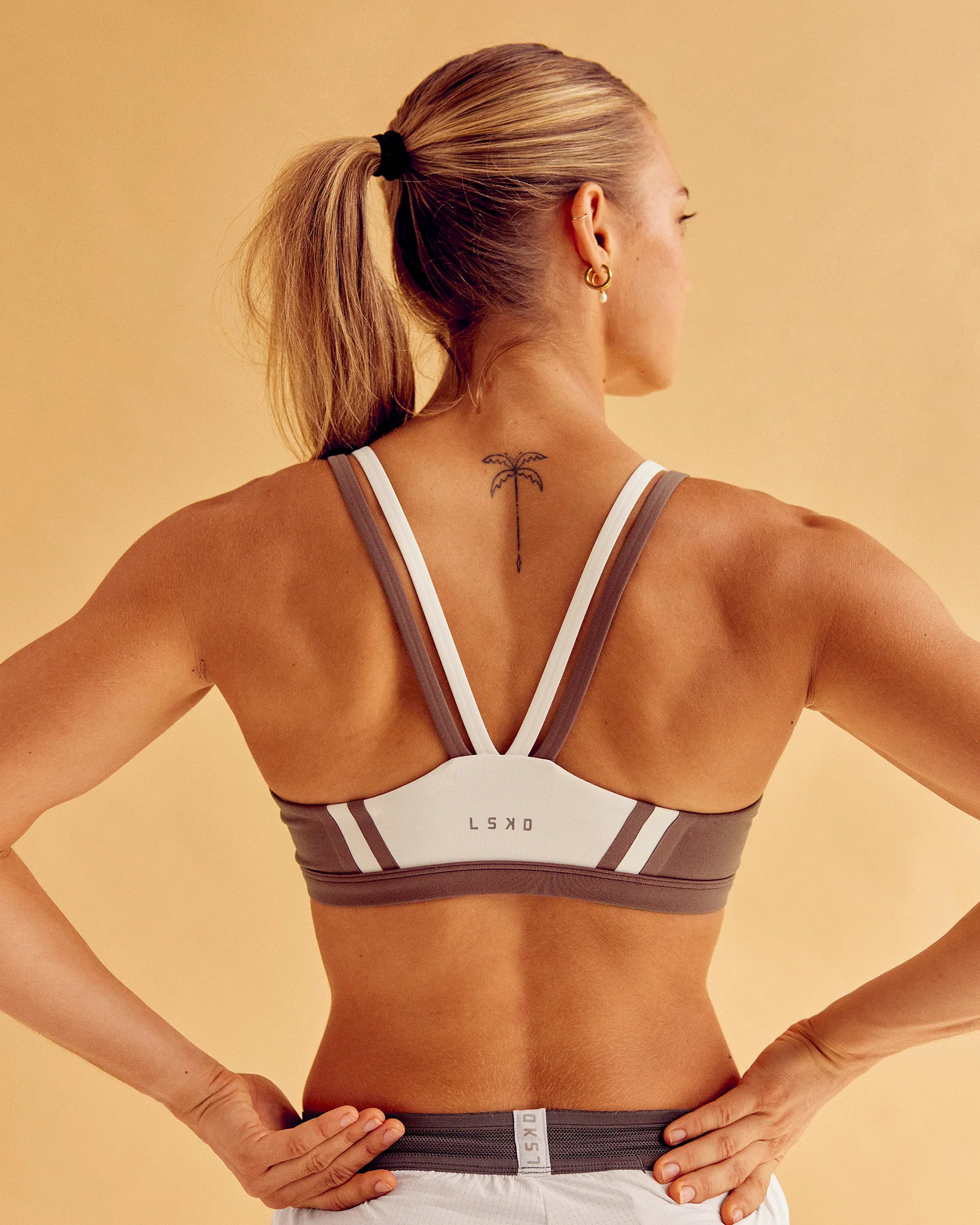 Force Sports Bra - Cocoa Powder-Off White - Image 5