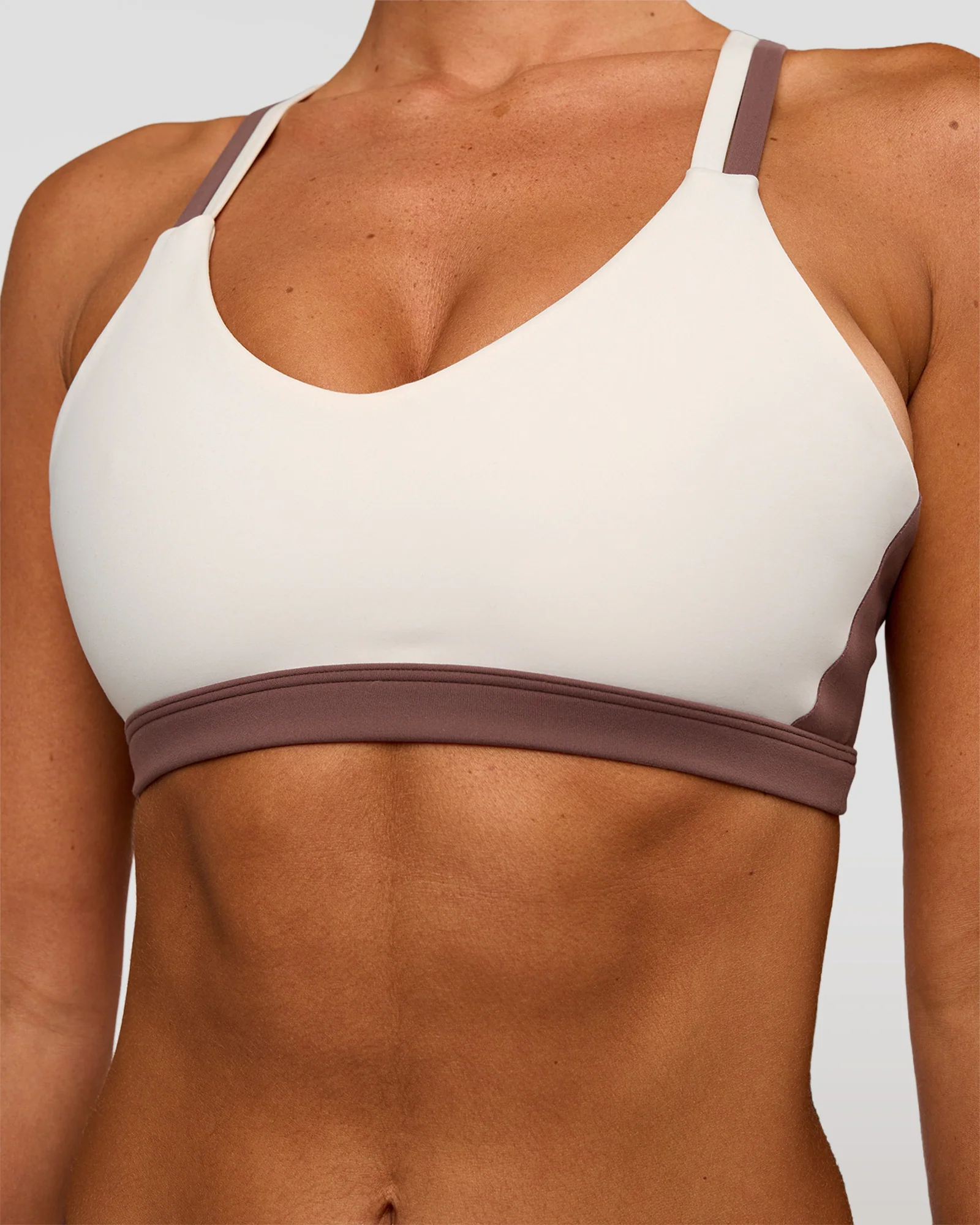 Force Sports Bra - Cocoa Powder-Off White - Image 8