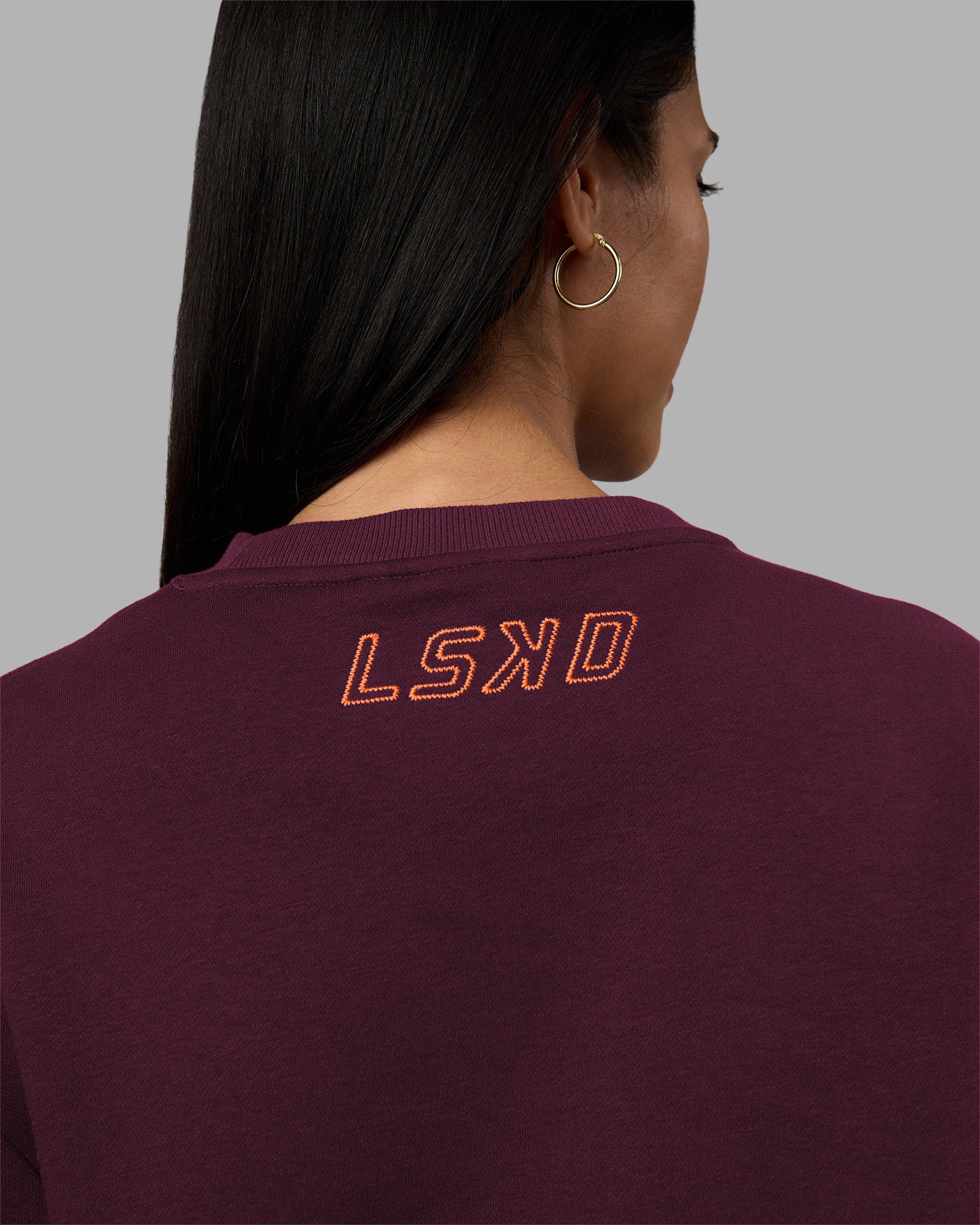 Full Form Fleece Sweater with Side Slits - Cherry Lacquer - Image 2