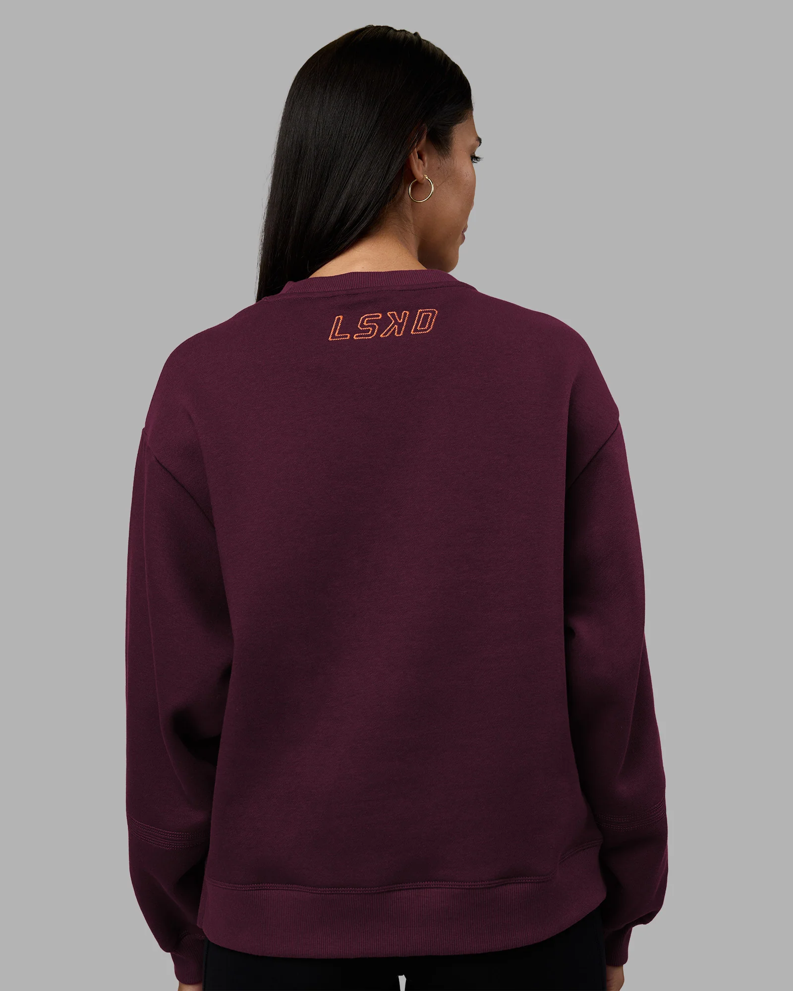 Full Form Fleece Sweater with Side Slits - Cherry Lacquer - Image 4