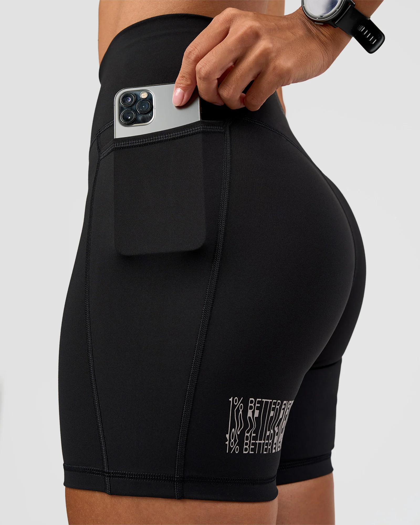 Fusion Hype Graphic Ultra High-Rise 6" Short Pockets - Black-Alloy - Image 4