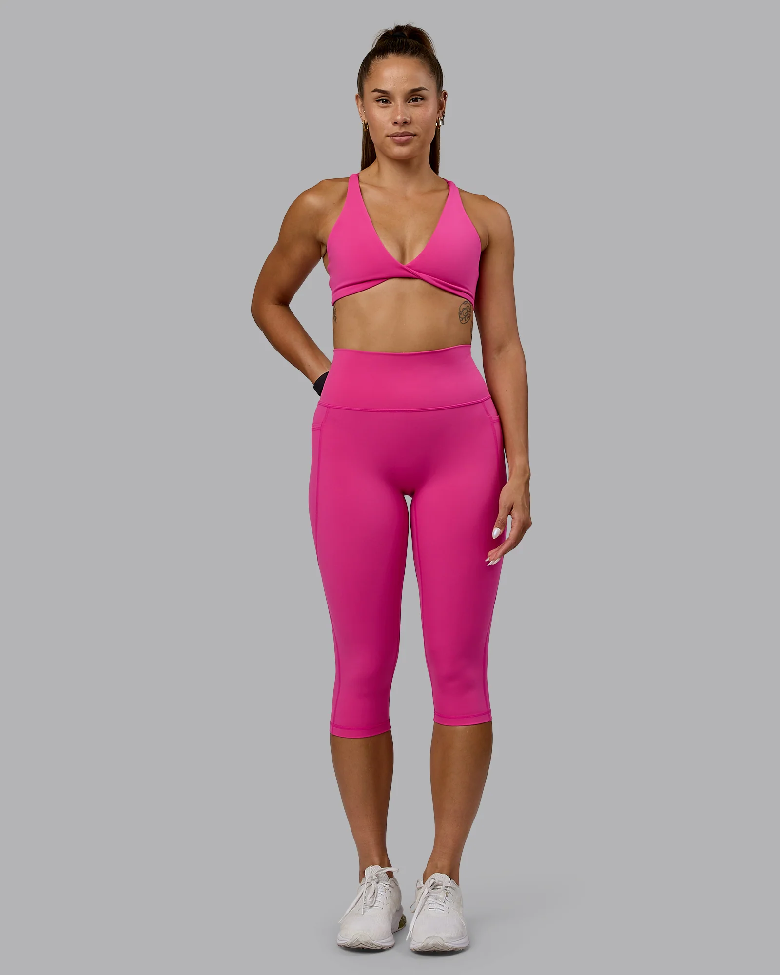 Fusion Ultra High-Rise 3/4 Legging Pockets - Fuchsia Pink - Image 4