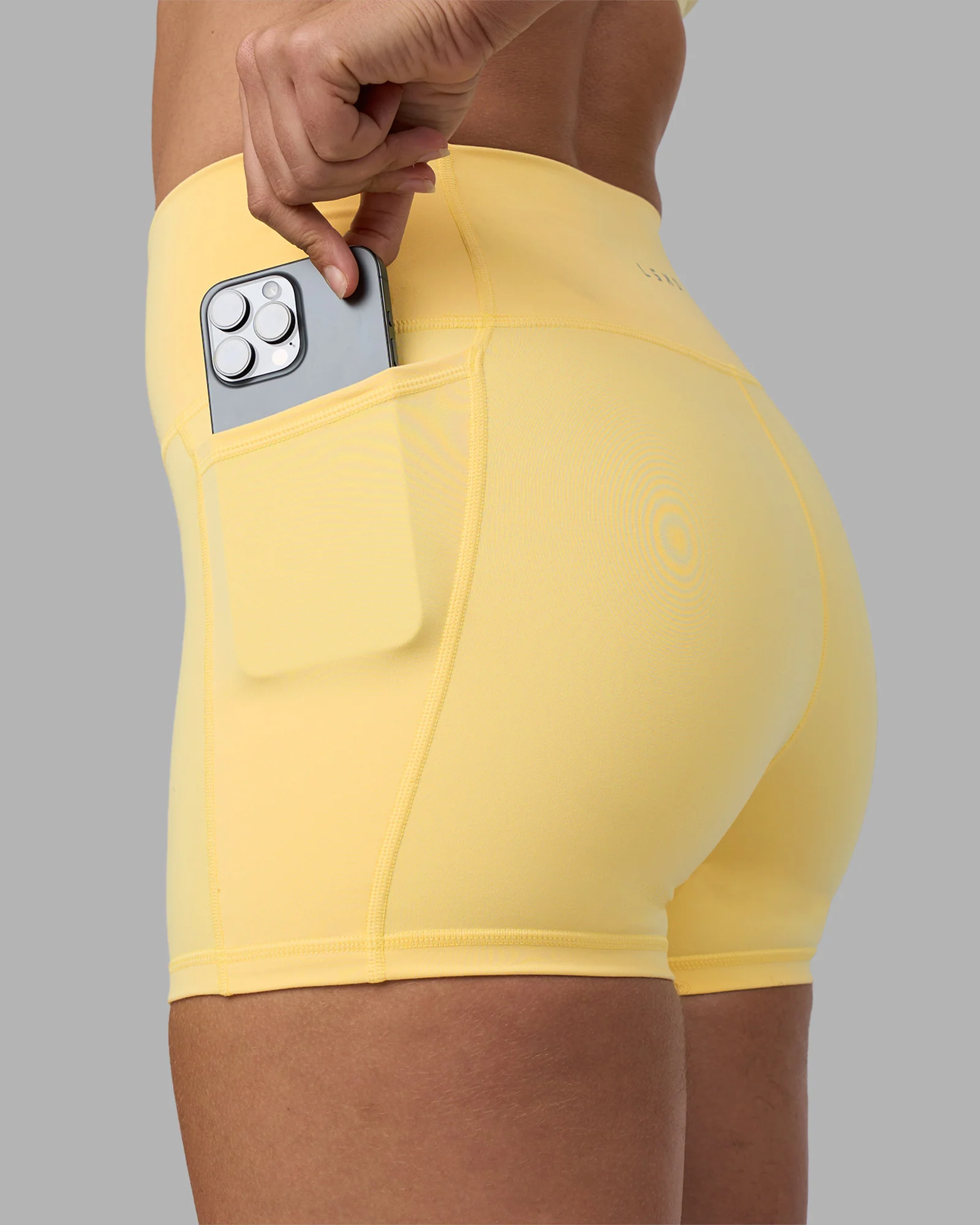 Fusion Ultra High-Rise 4" Short Pockets - Lemon - Image 3