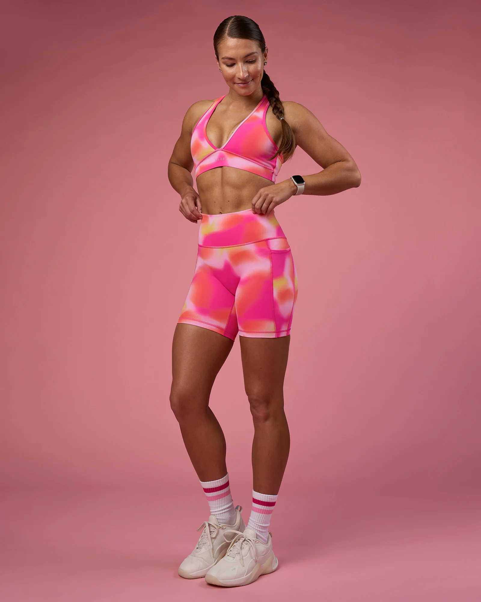 Fusion Ultra High-Rise 6" Short Pockets - Pink Glow Print - Image 8
