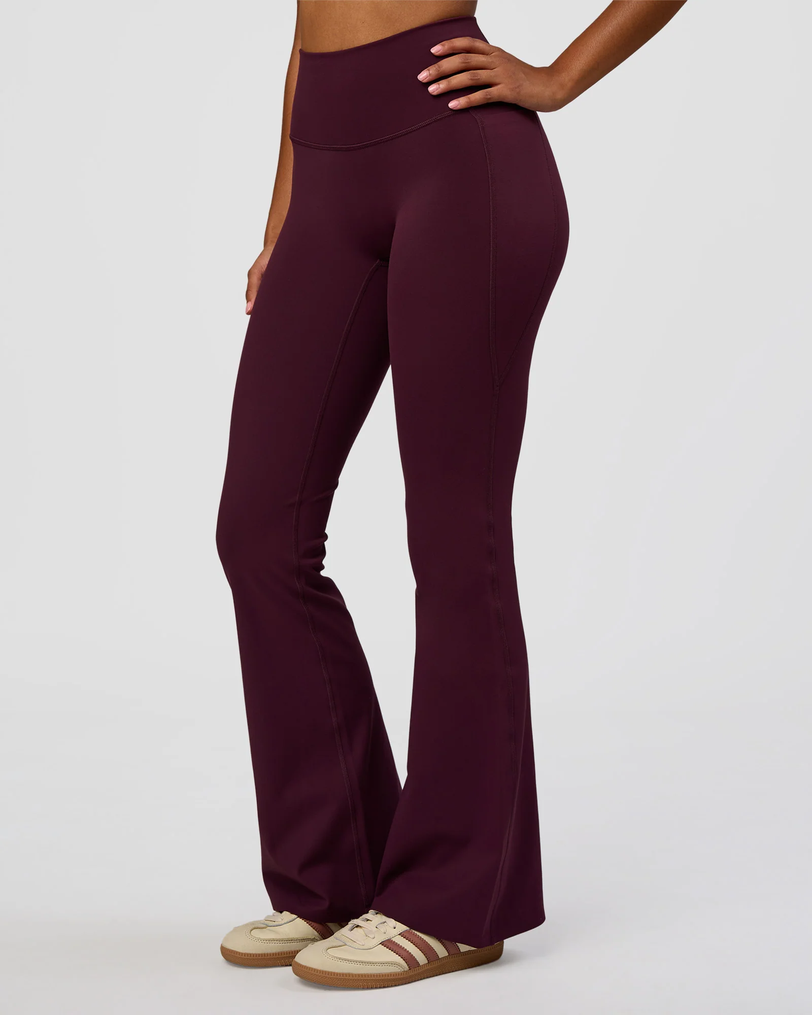 Fusion V-Contour High-Rise Flared Legging Pockets - Cherry Lacquer - Image 2
