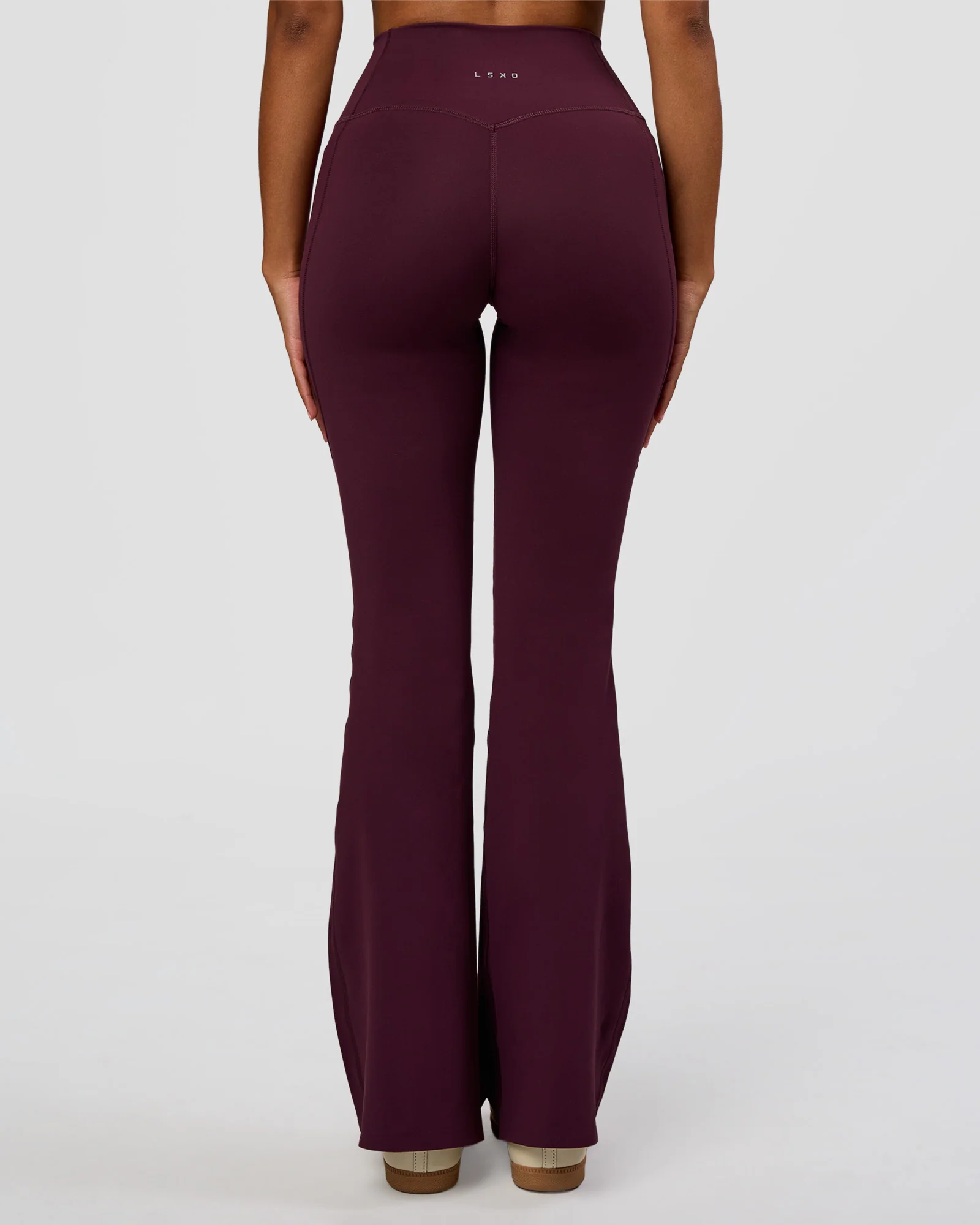 Fusion V-Contour High-Rise Flared Legging Pockets - Cherry Lacquer - Image 4