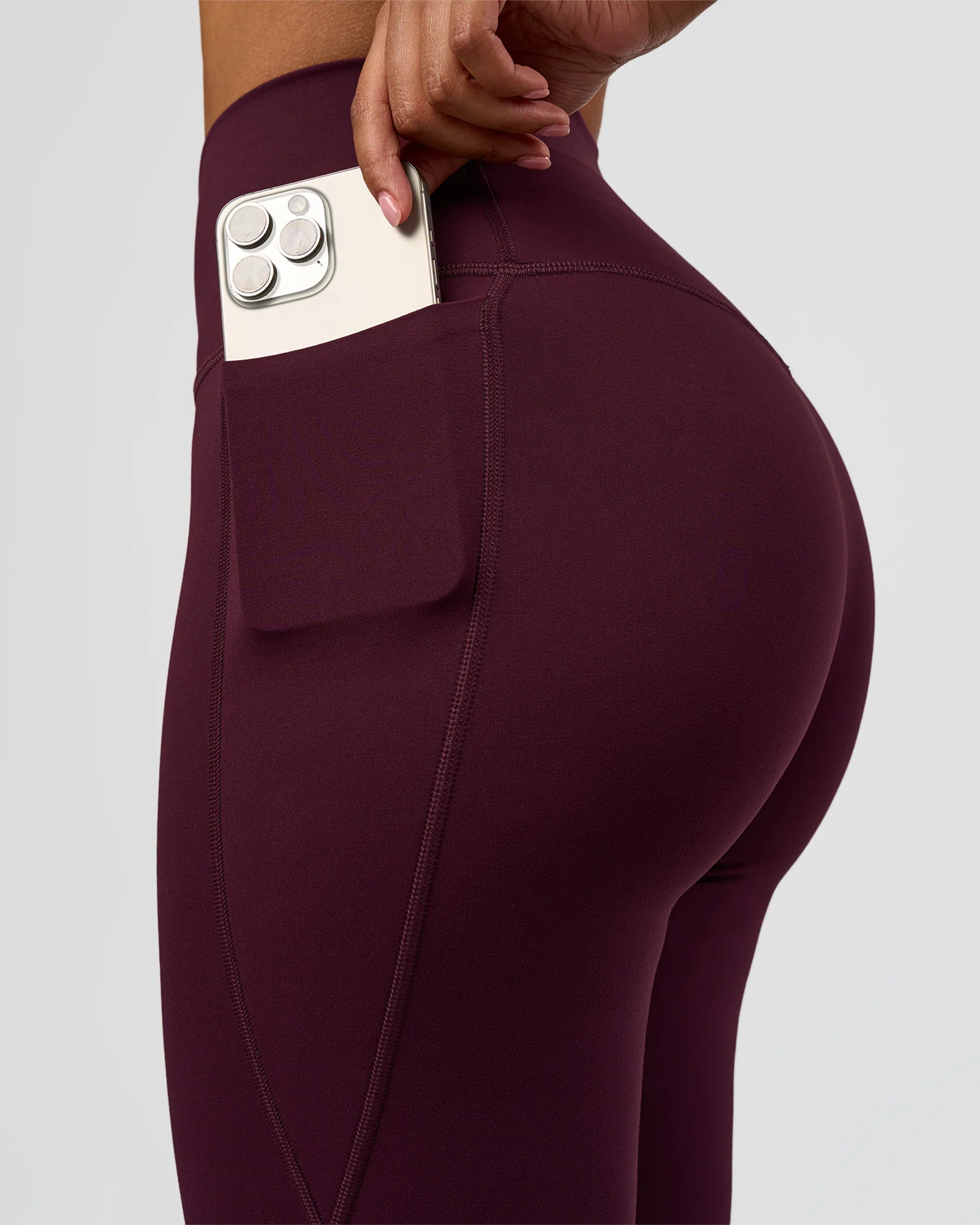 Fusion V-Contour High-Rise Flared Legging Pockets - Cherry Lacquer - Image 5