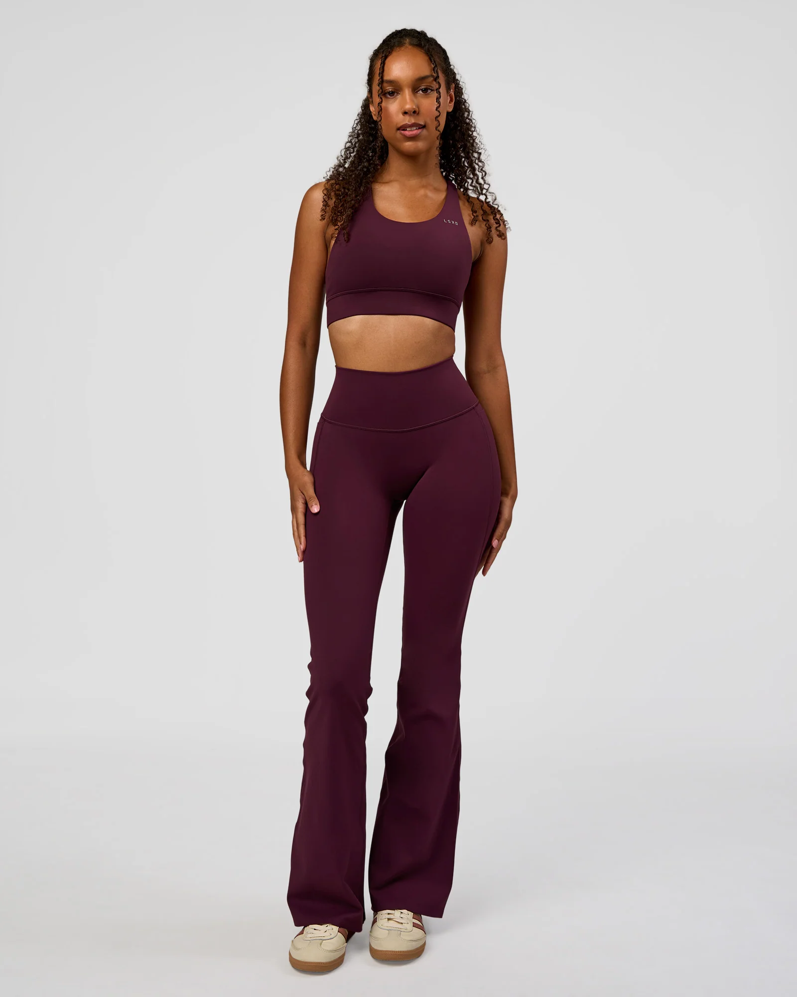 Fusion V-Contour High-Rise Flared Legging Pockets - Cherry Lacquer - Image 8
