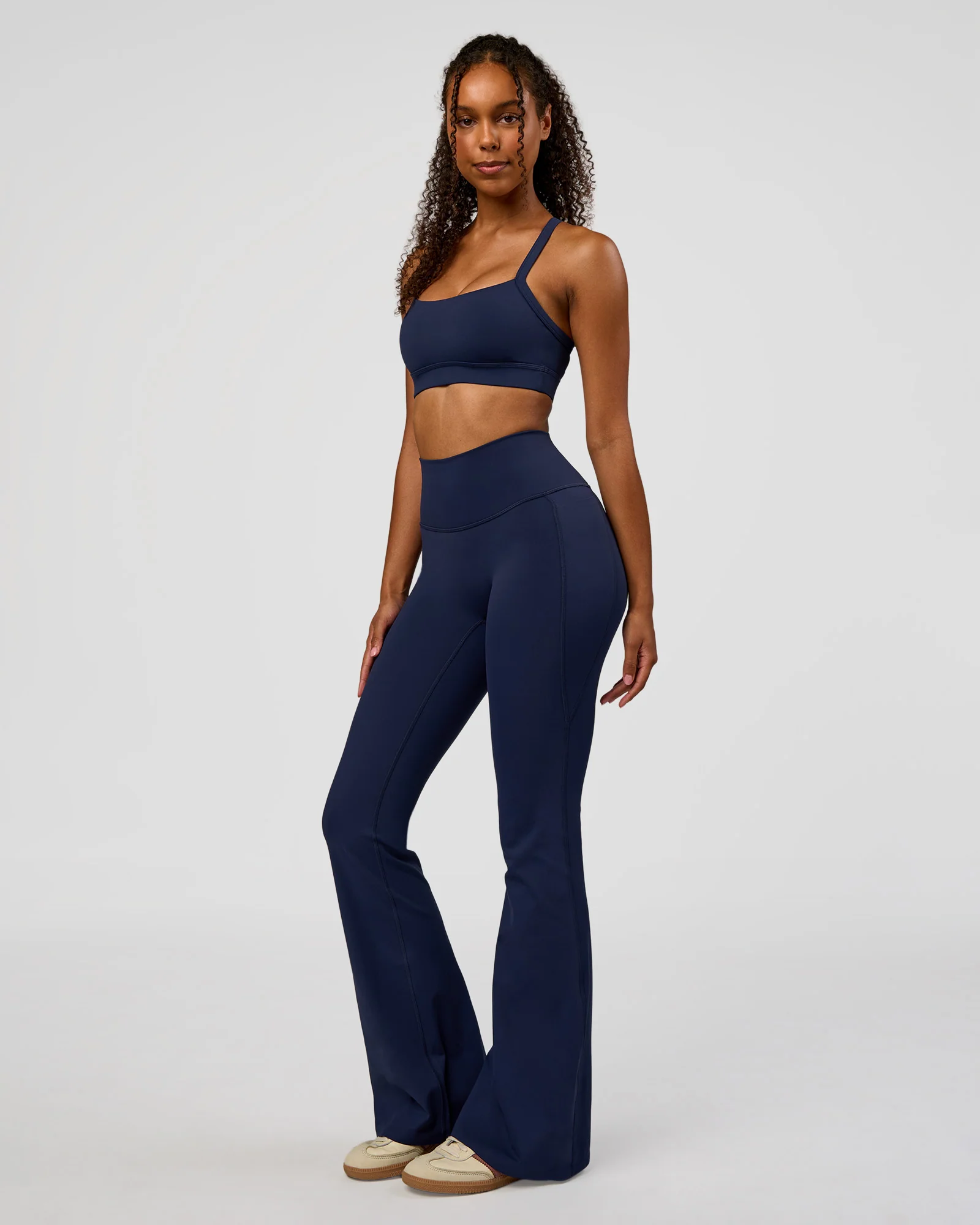 Fusion V-Contour High-Rise Flared Legging Pockets - Future Navy - Image 11