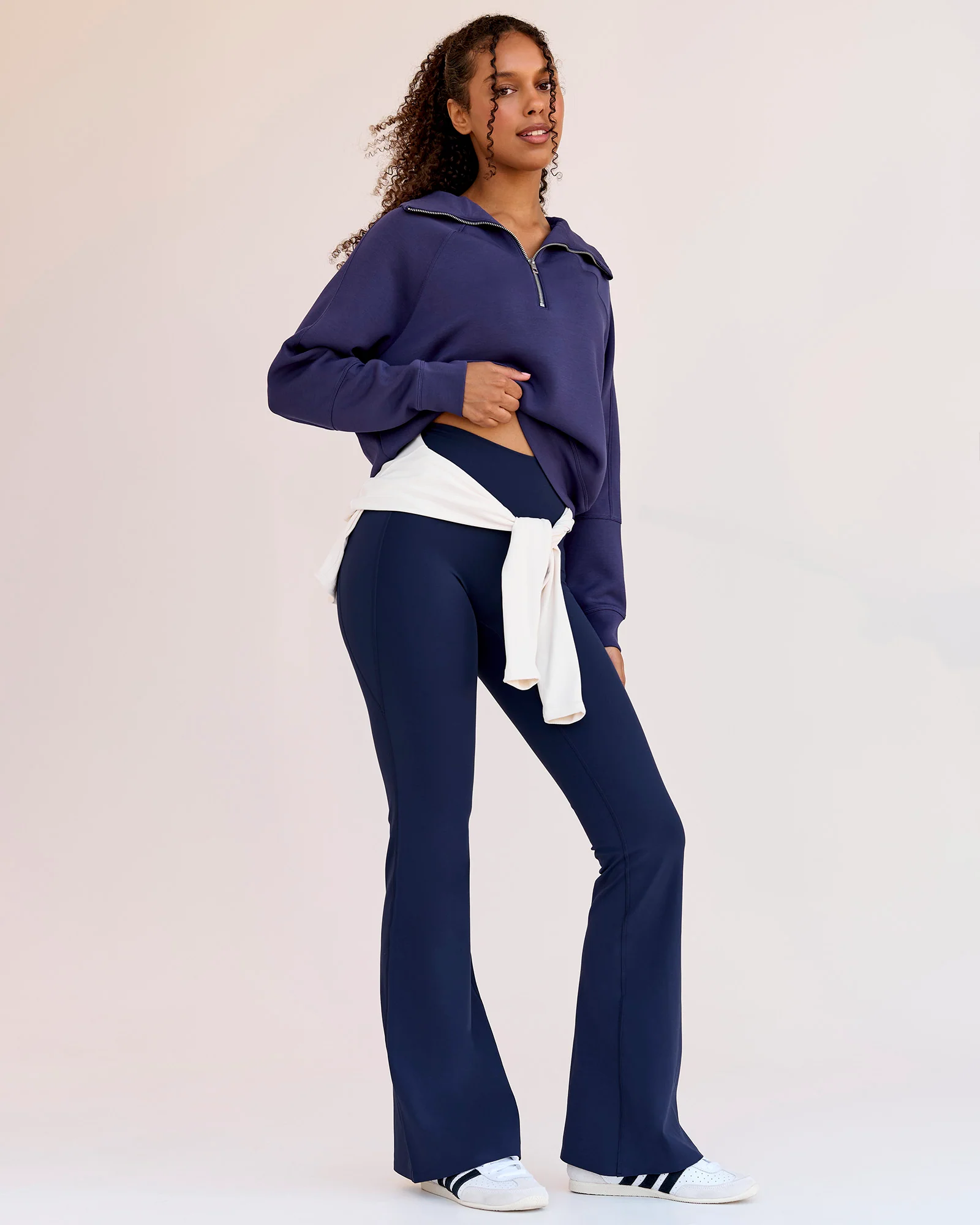 Fusion V-Contour High-Rise Flared Legging Pockets - Future Navy - Image 3