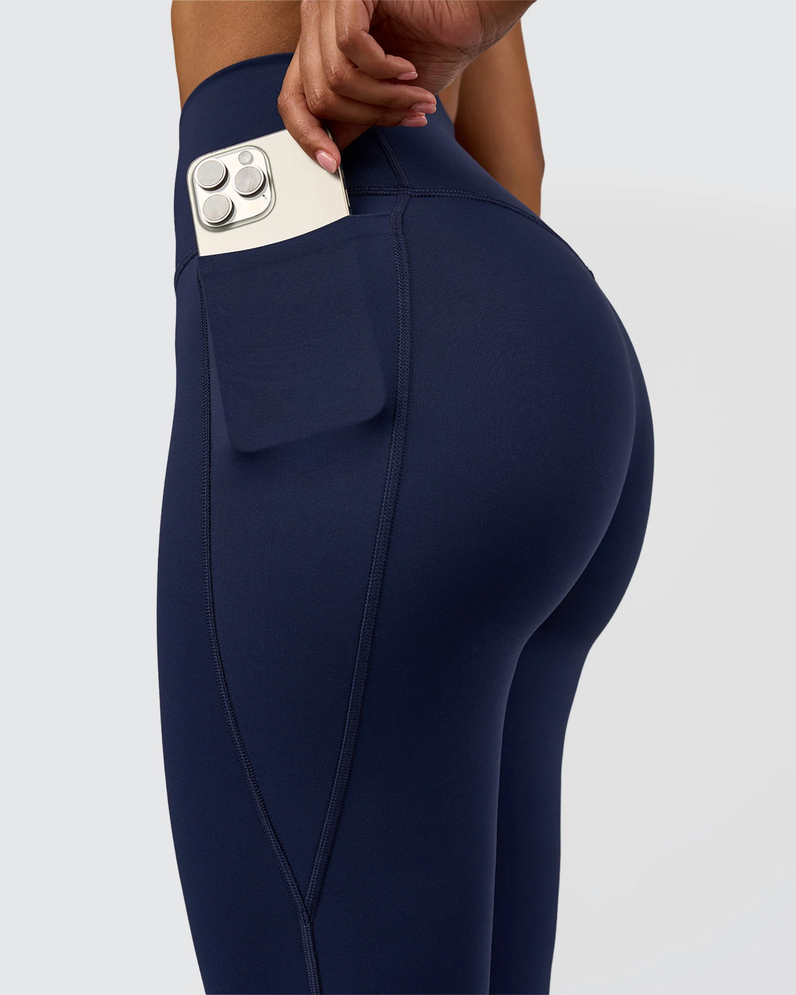 Fusion V-Contour High-Rise Flared Legging Pockets - Future Navy - Image 4