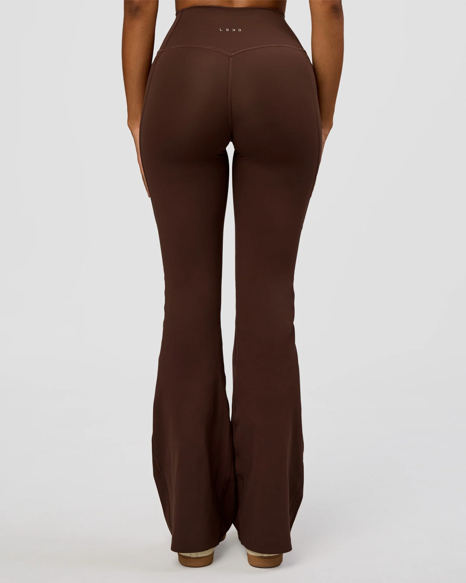 Fusion V-Contour High-Rise Flared Legging Pockets - Hot Chocolate - Image 3