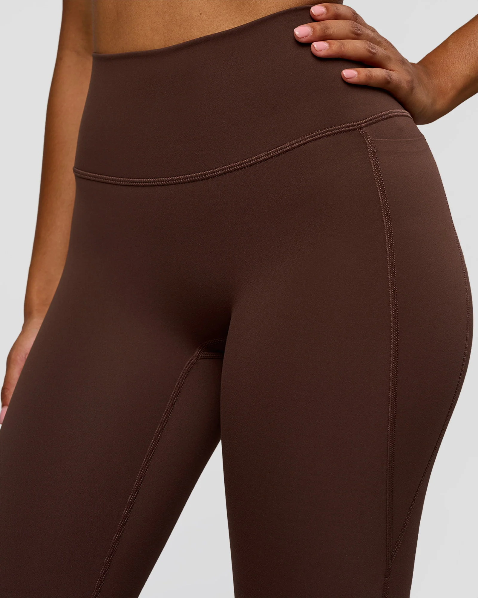 Fusion V-Contour High-Rise Flared Legging Pockets - Hot Chocolate - Image 6
