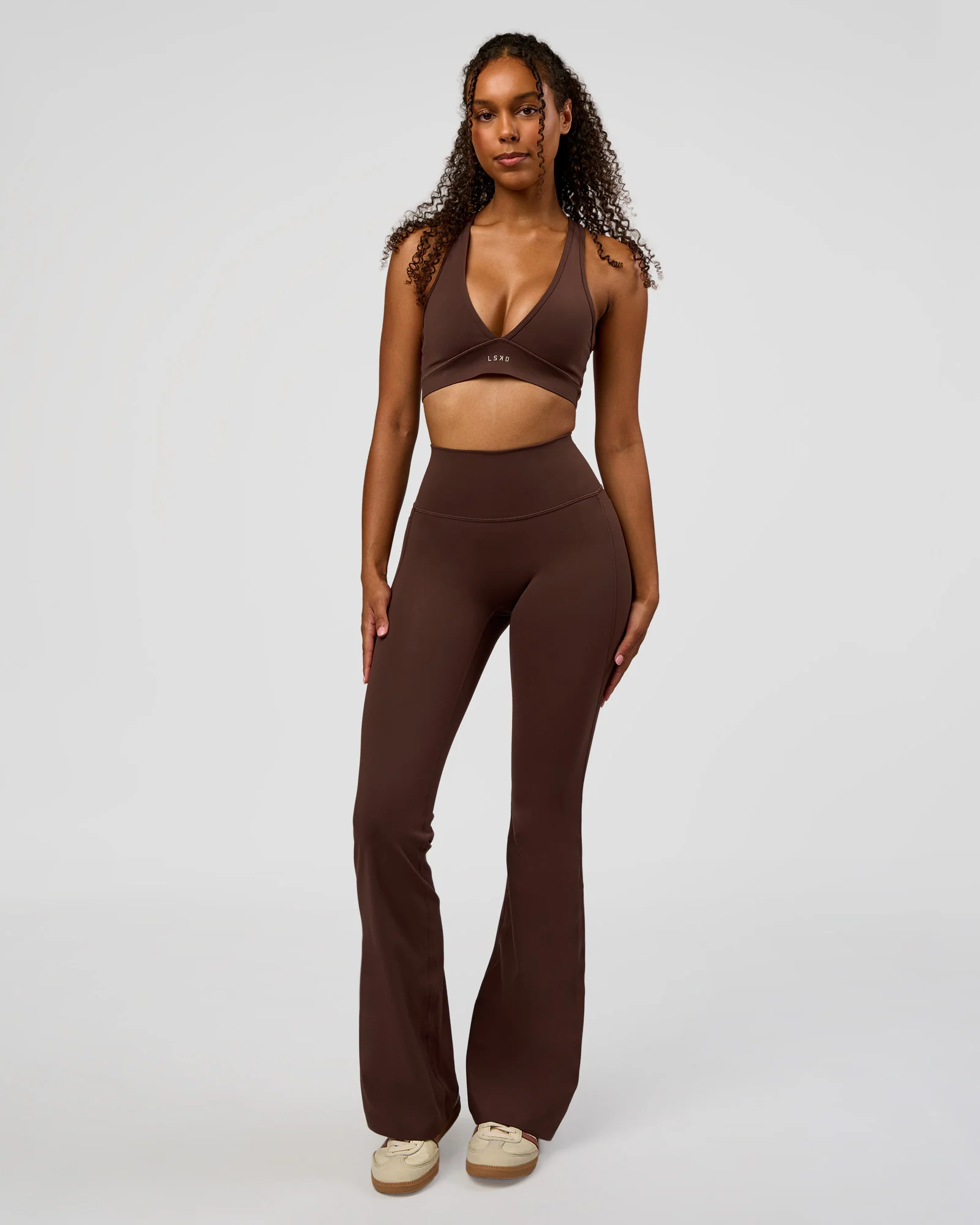 Fusion V-Contour High-Rise Flared Legging Pockets - Hot Chocolate - Image 7