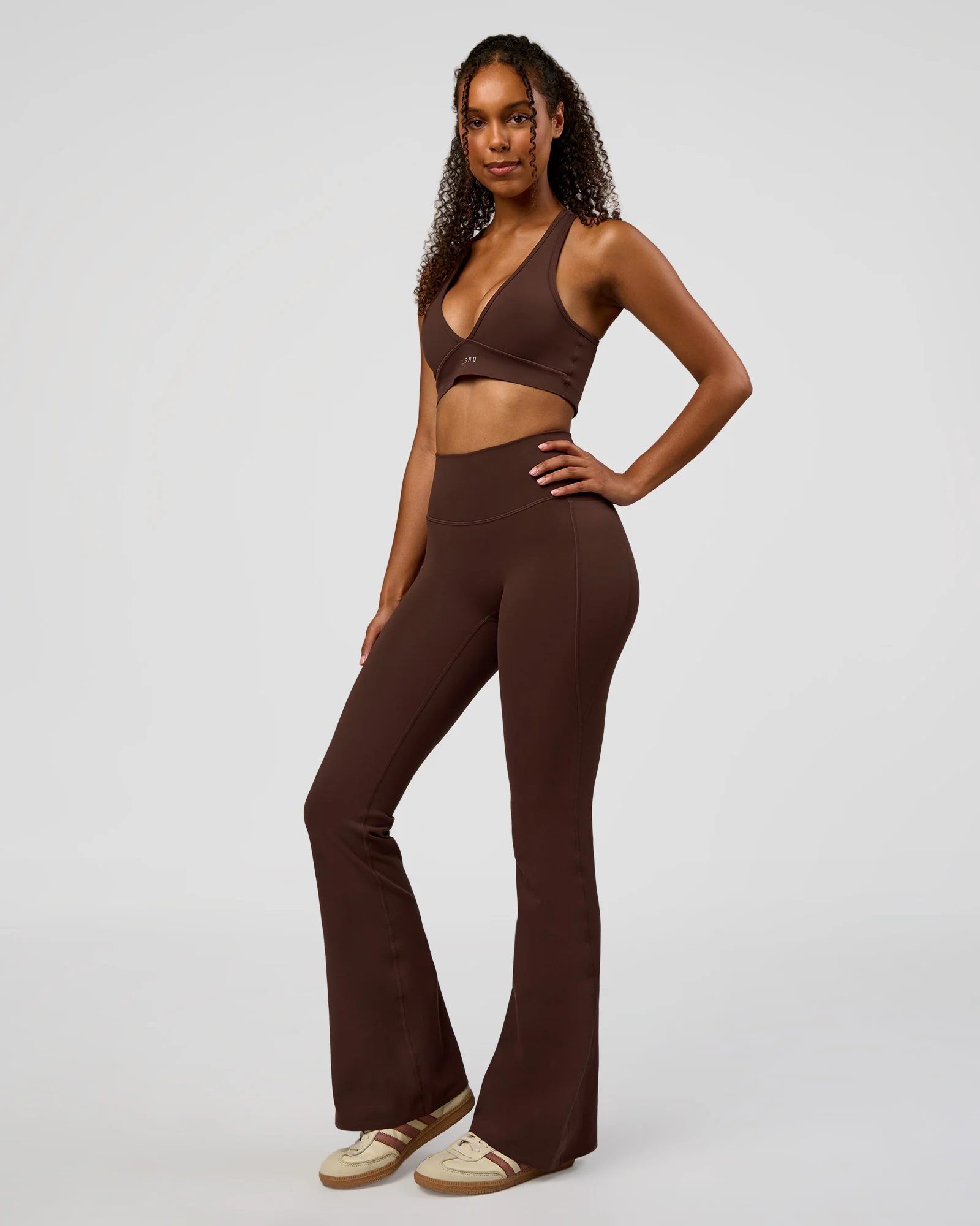 Fusion V-Contour High-Rise Flared Legging Pockets - Hot Chocolate - Image 8