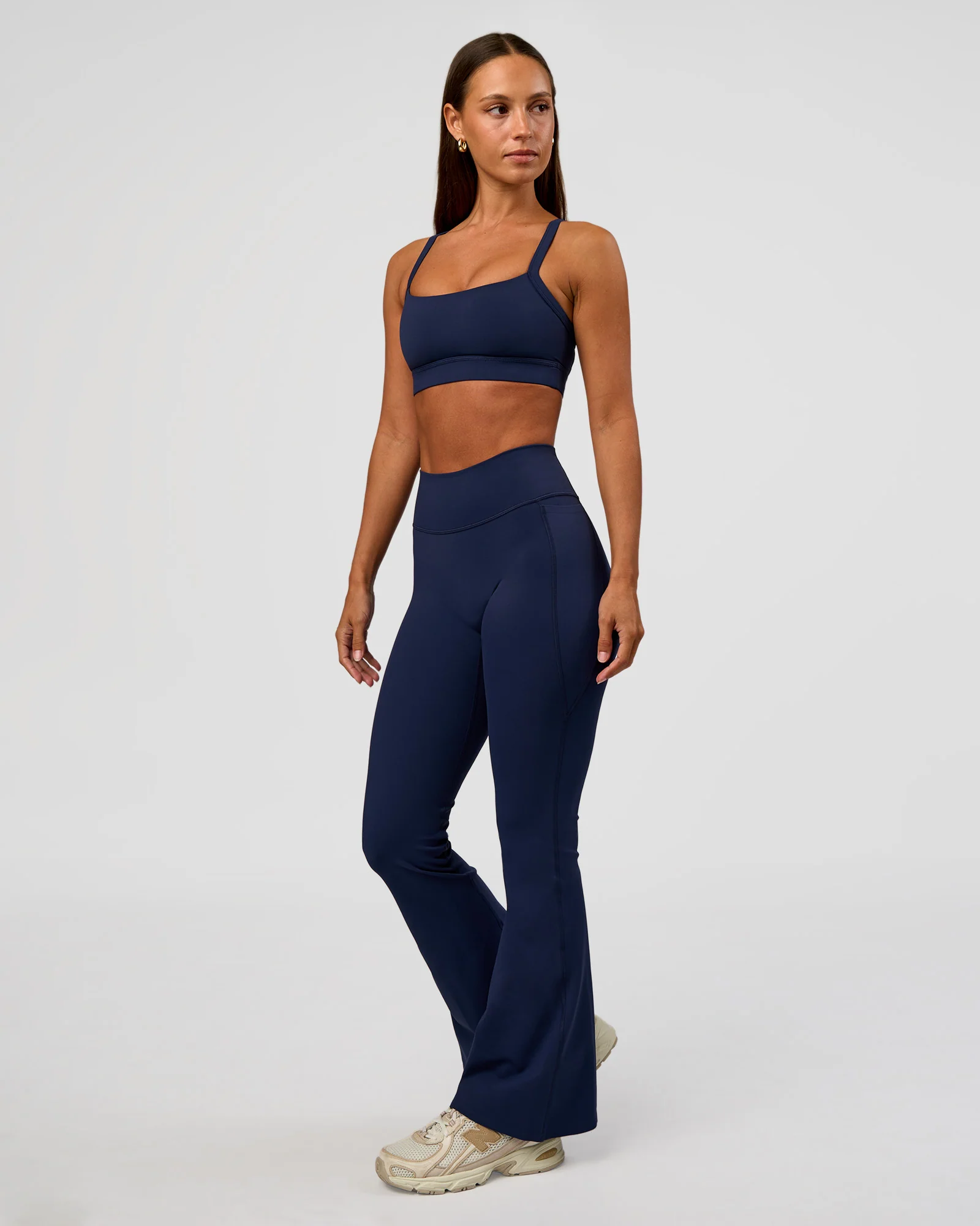 Fusion V-Contour High-Rise Flared Petite Legging Pockets - Future Navy - Image 2