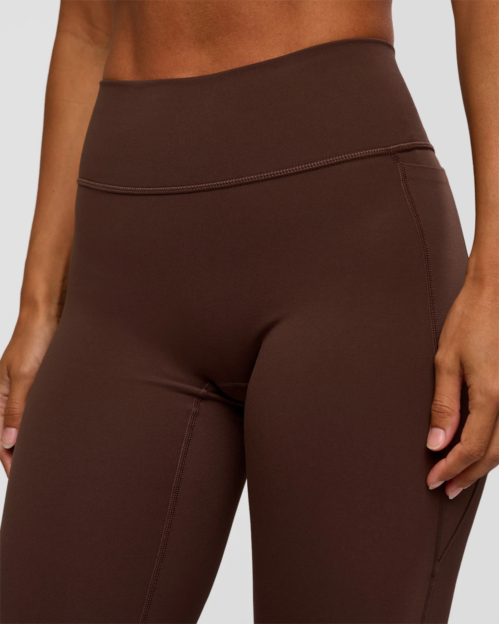 Fusion V-Contour High-Rise Flared Petite Legging Pockets - Hot Chocolate - Image 8