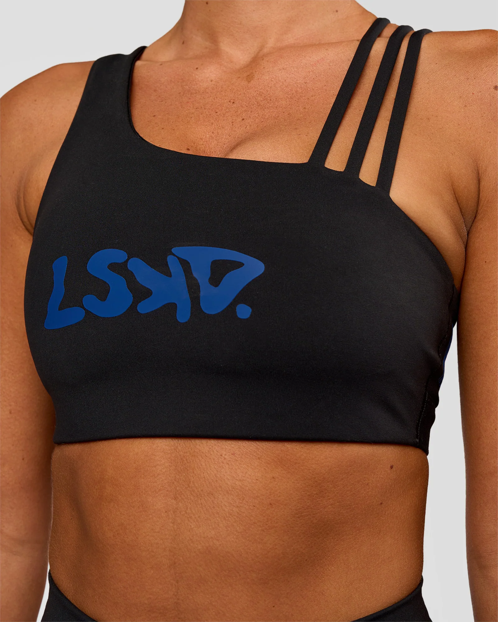 Galvanise Hype Graphic Sports Bra 2.0 - Black-Electric Indigo - Image 3