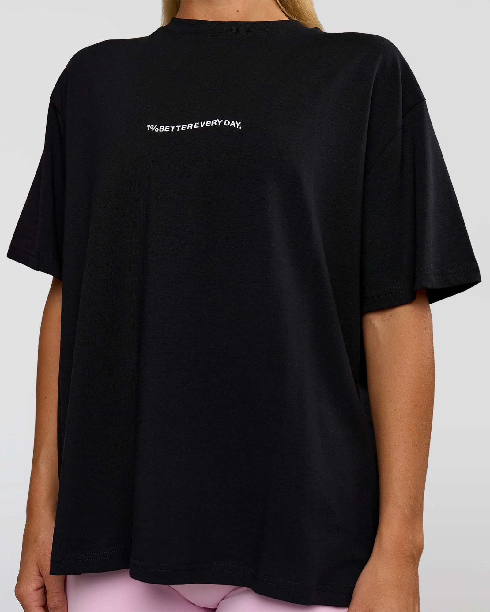 Go-To 1% Better Every Day FLXCotton Oversized Tee - Black-White - Image 5