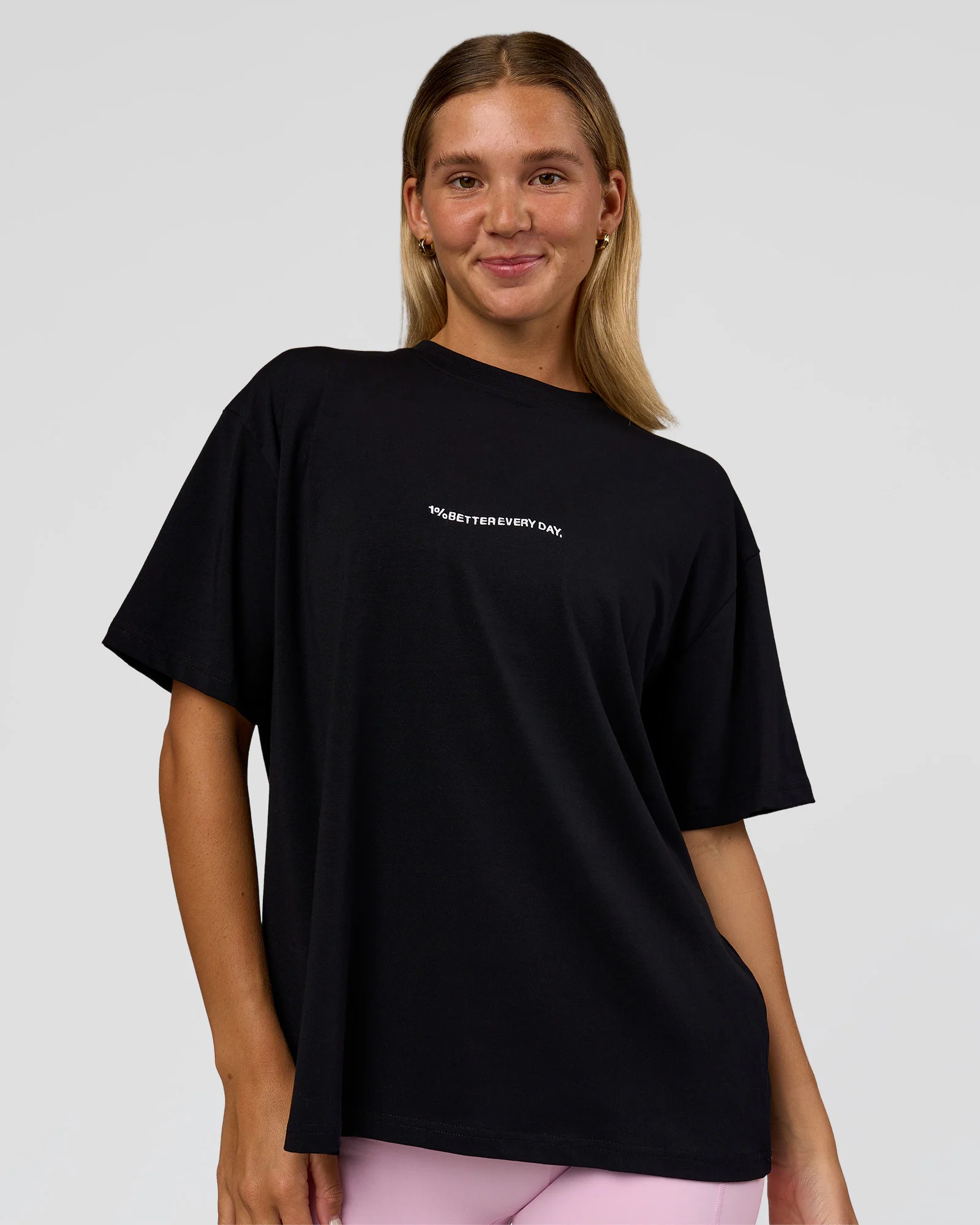 Go-To 1% Better Every Day FLXCotton Oversized Tee - Black-White - Image 6