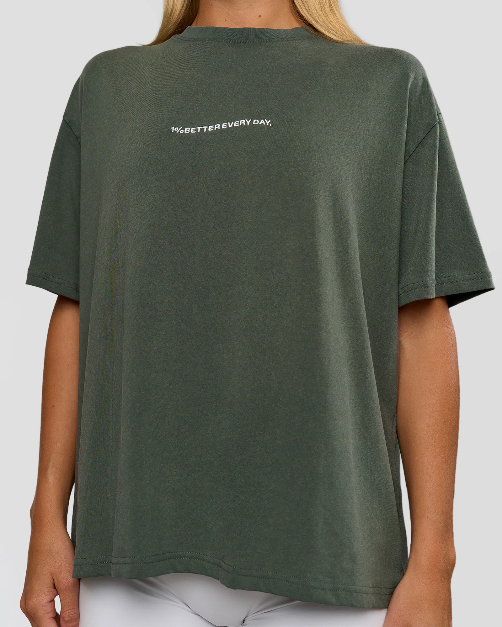 Go-To 1% Better Every Day FLXCotton Oversized Tee - Carbon Green Washed-White - Image 6