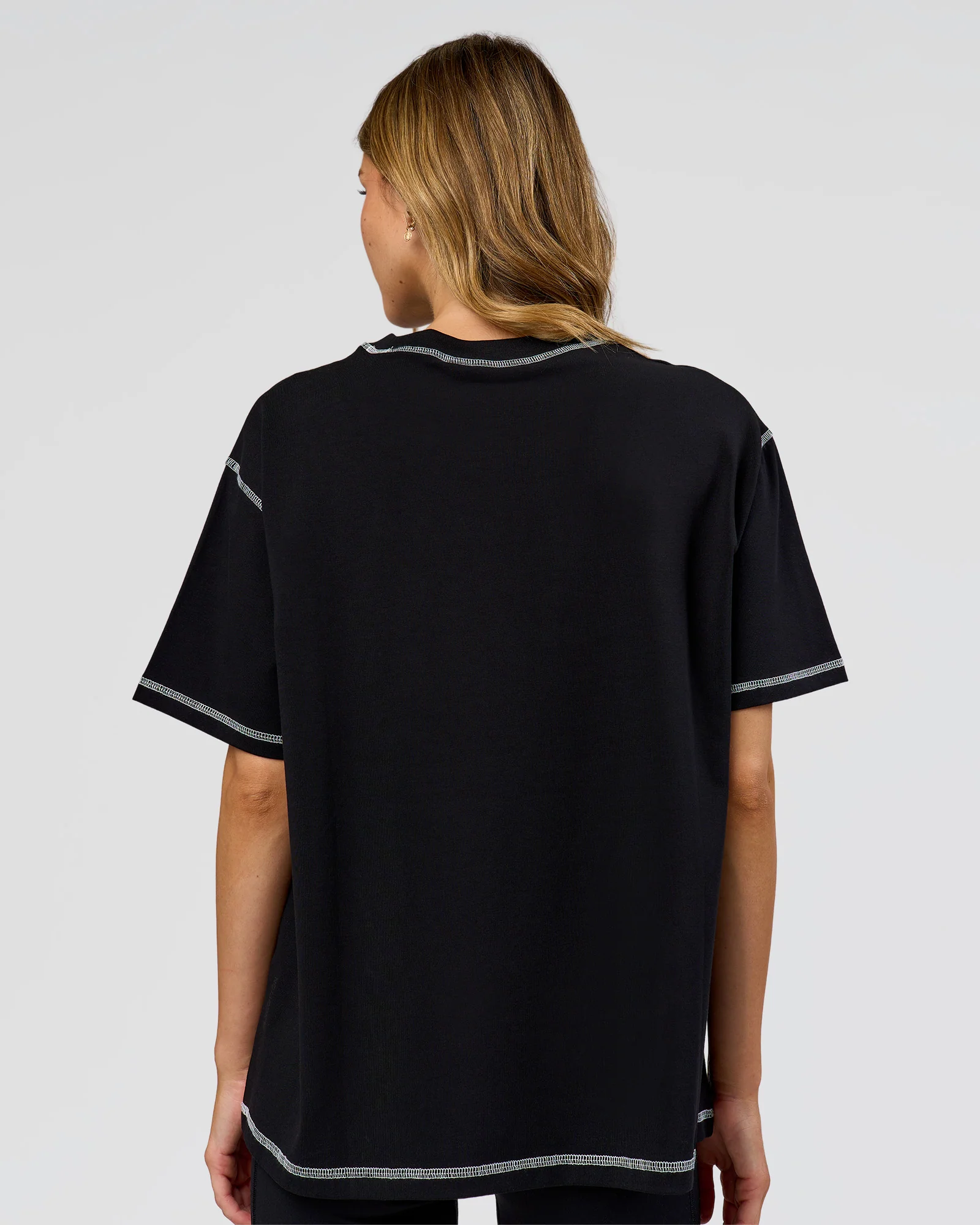 Go-To Contrast Oversized Heavyweight FLXCotton Tee - Black-White - Image 3