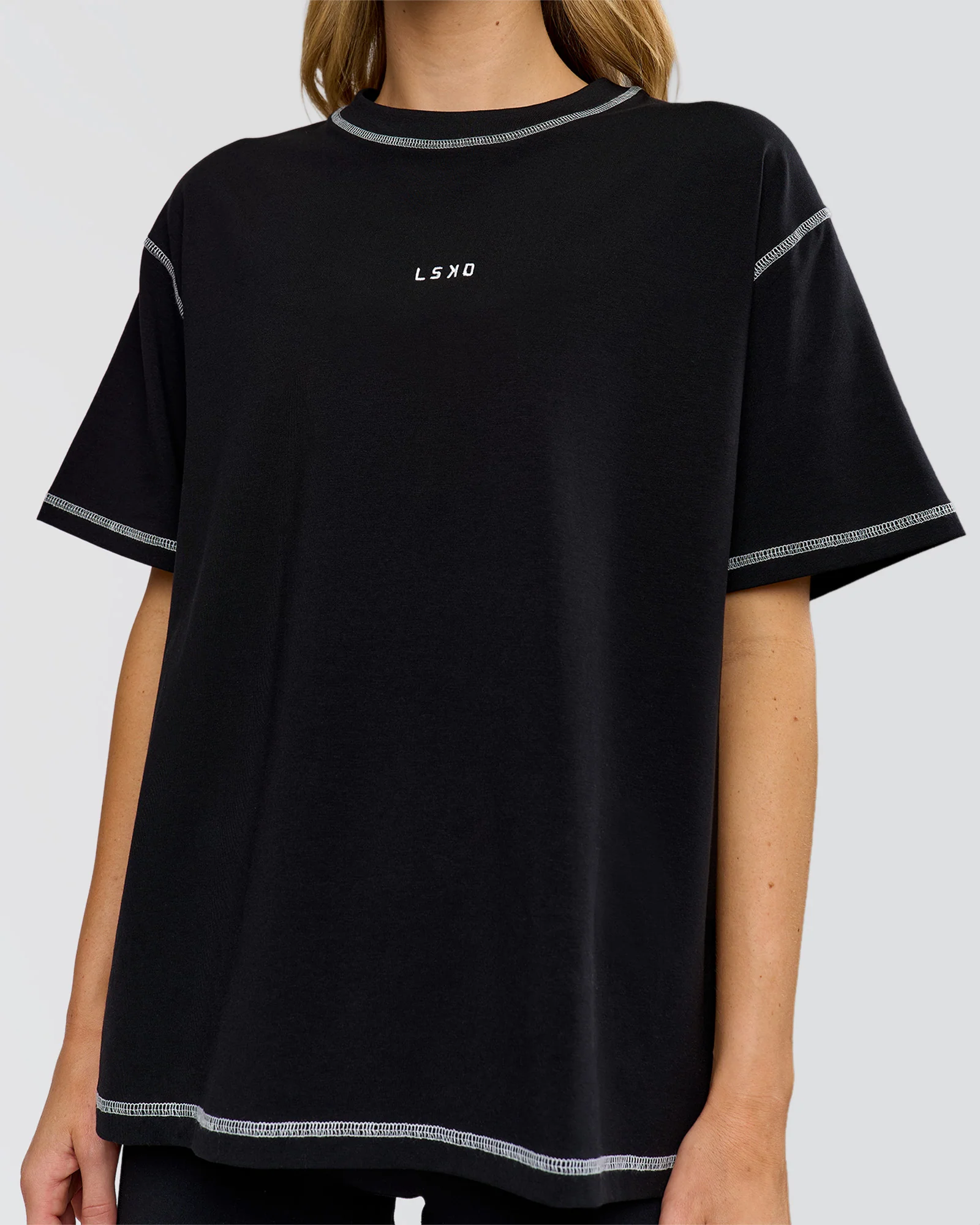 Go-To Contrast Oversized Heavyweight FLXCotton Tee - Black-White - Image 5
