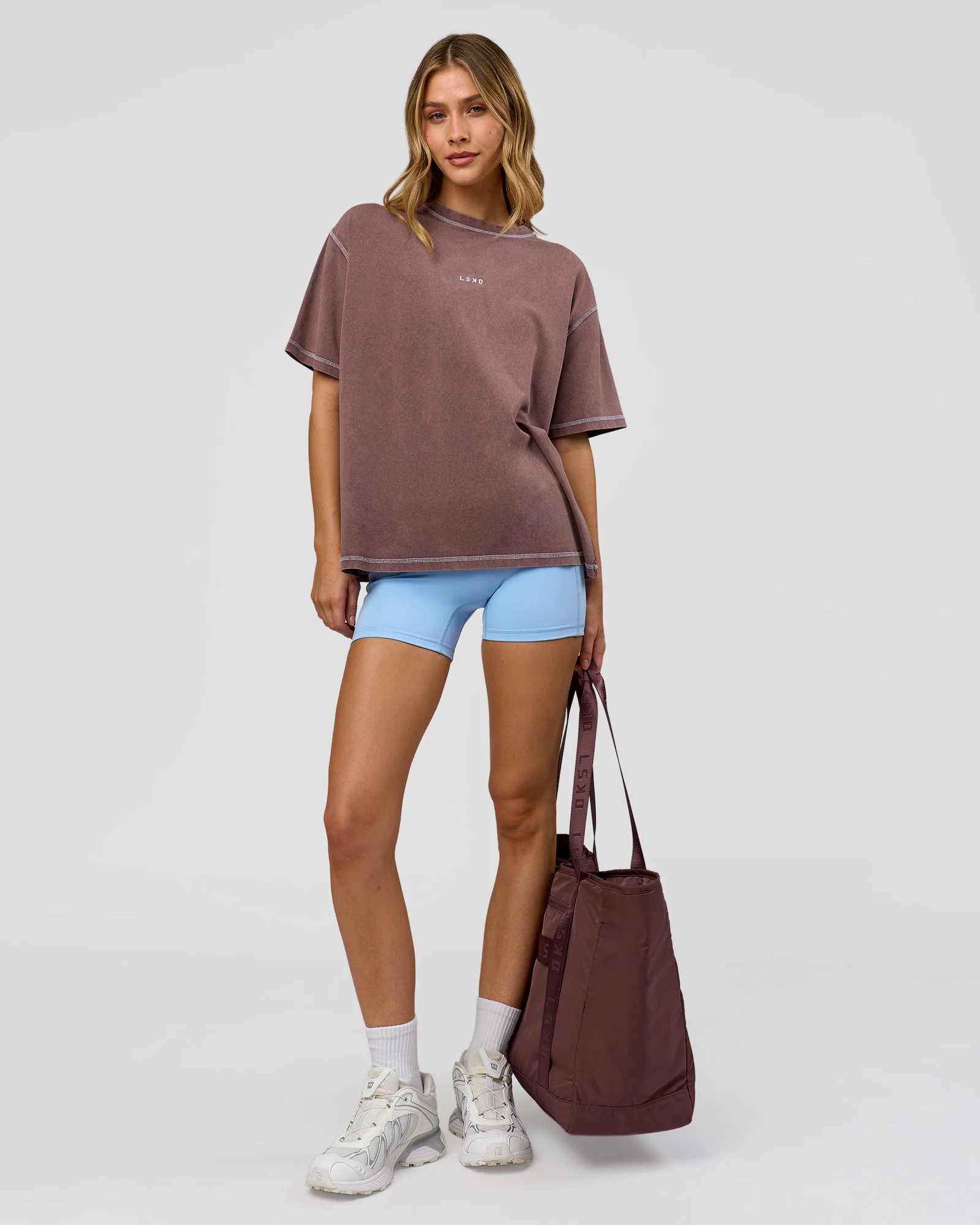 Go-To Contrast Oversized Heavyweight FLXCotton Tee - Cocoa Powder Washed-White - Image 2