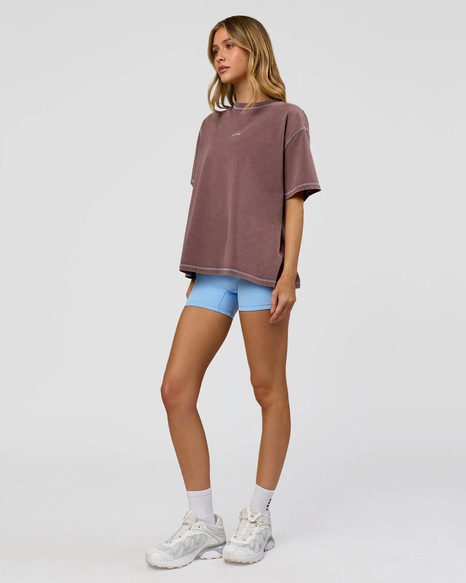 Go-To Contrast Oversized Heavyweight FLXCotton Tee - Cocoa Powder Washed-White - Image 6