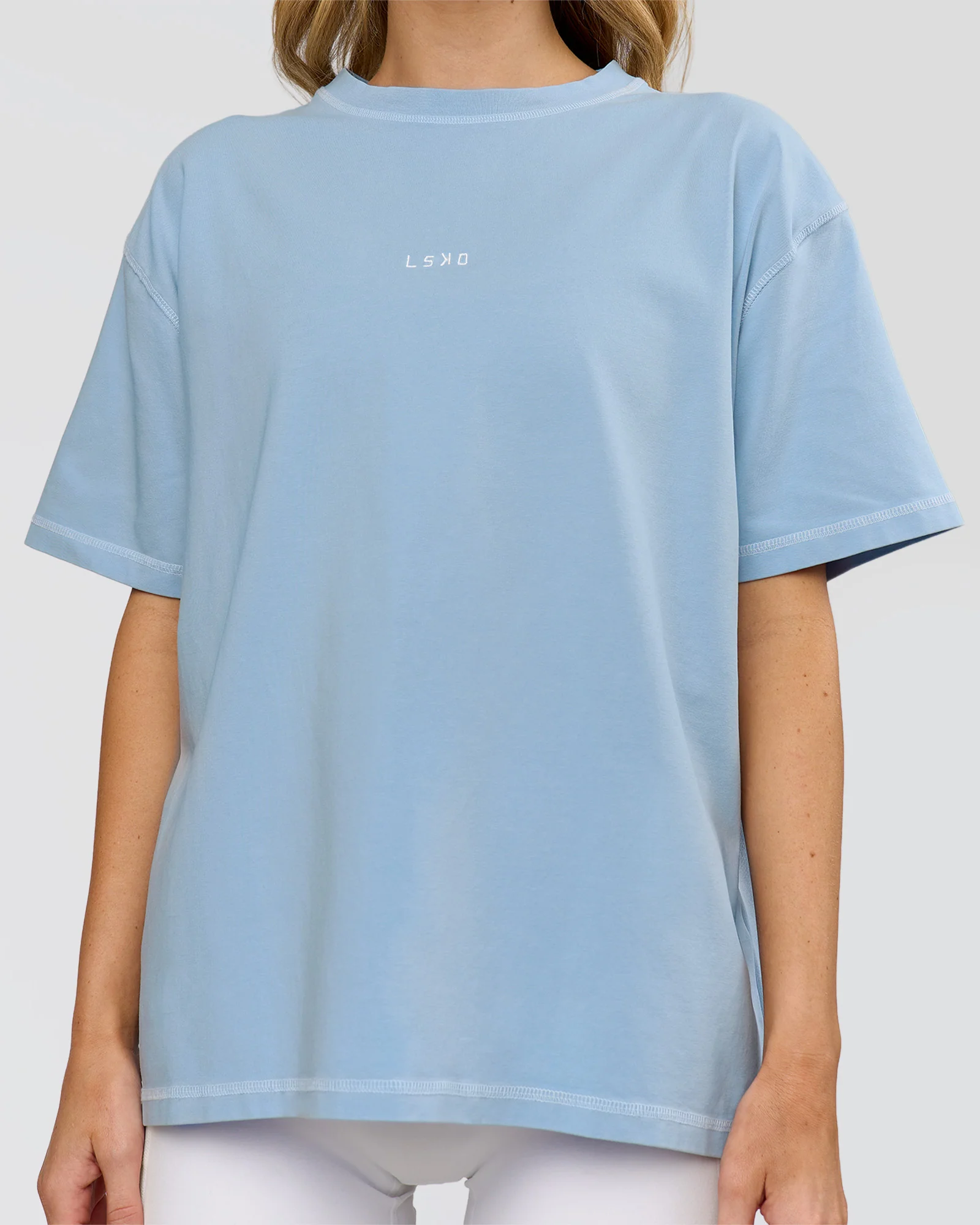 Go-To Contrast Oversized Heavyweight FLXCotton Tee - Open Air Washed-White - Image 5